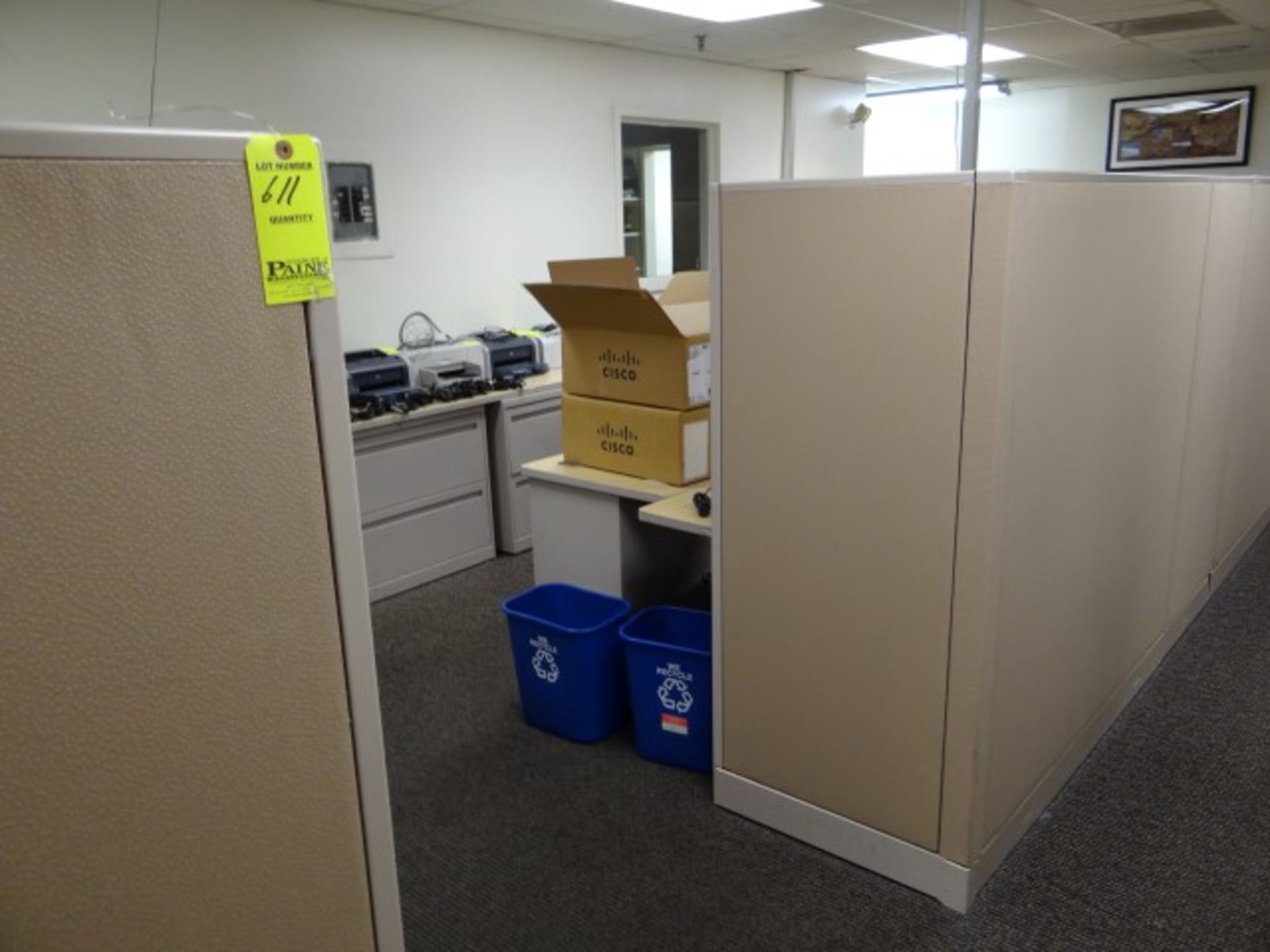 Lot of 3 Partitioned Offices with Furniture, Lateral Files, Etc.