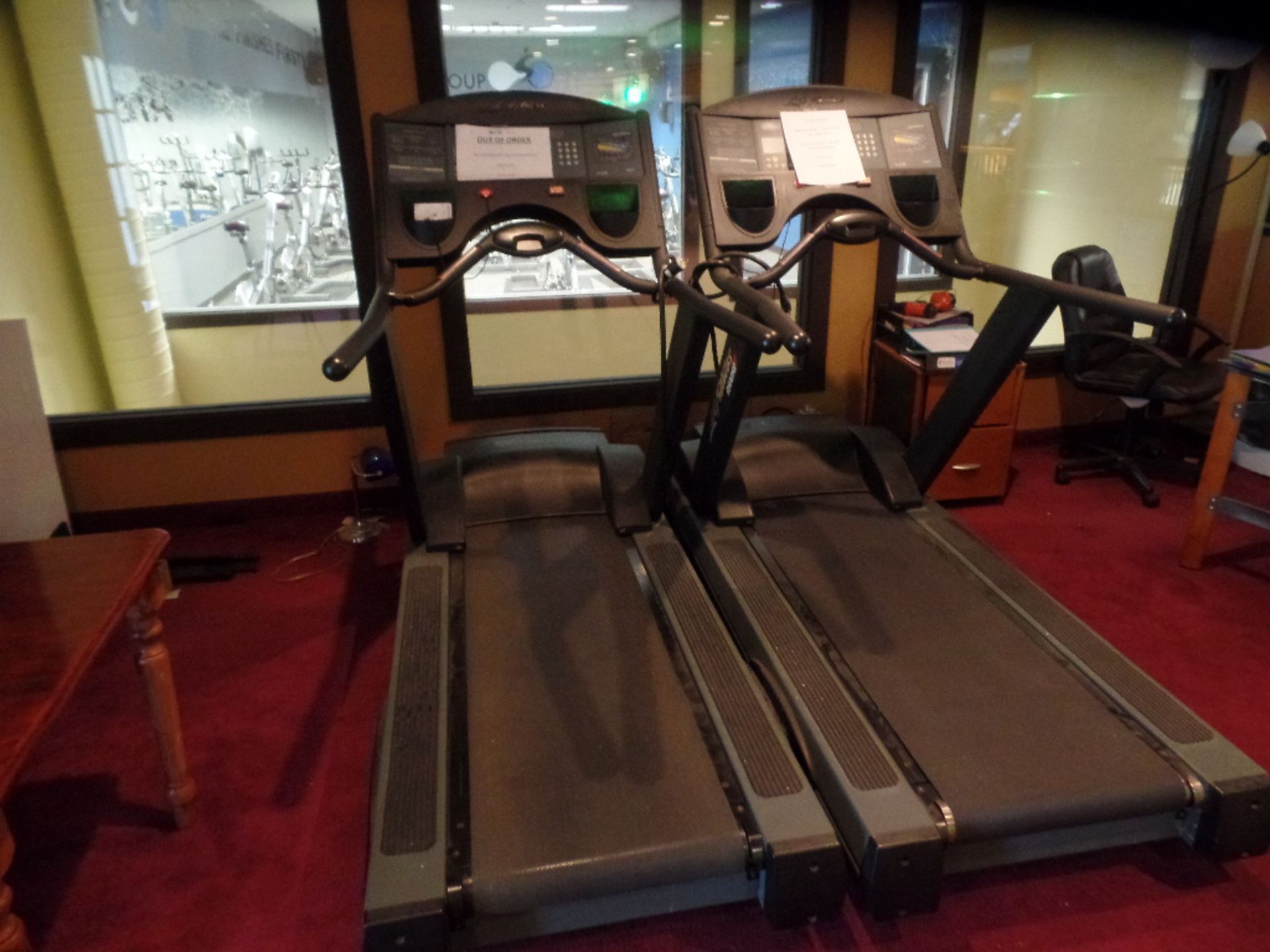 (2) Lifefitness #9500HR Flexdeck Treadmills (As-Is)