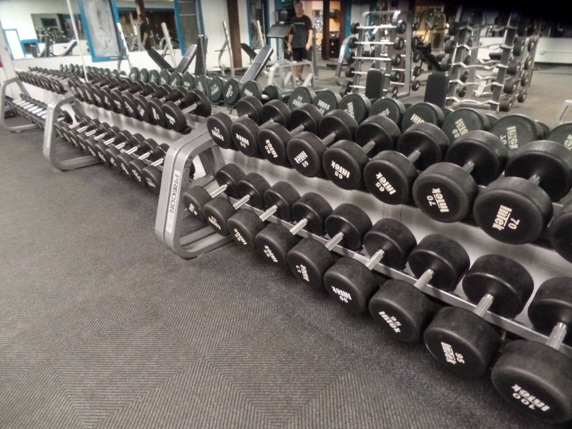 {LOT} 30 Pairs of Dumbbells (5, 7.5, 10, 12.5, 15, 17.5, 20, 22.5, 25, 27.5, 30, 32.5, 35, 37.5, 40,