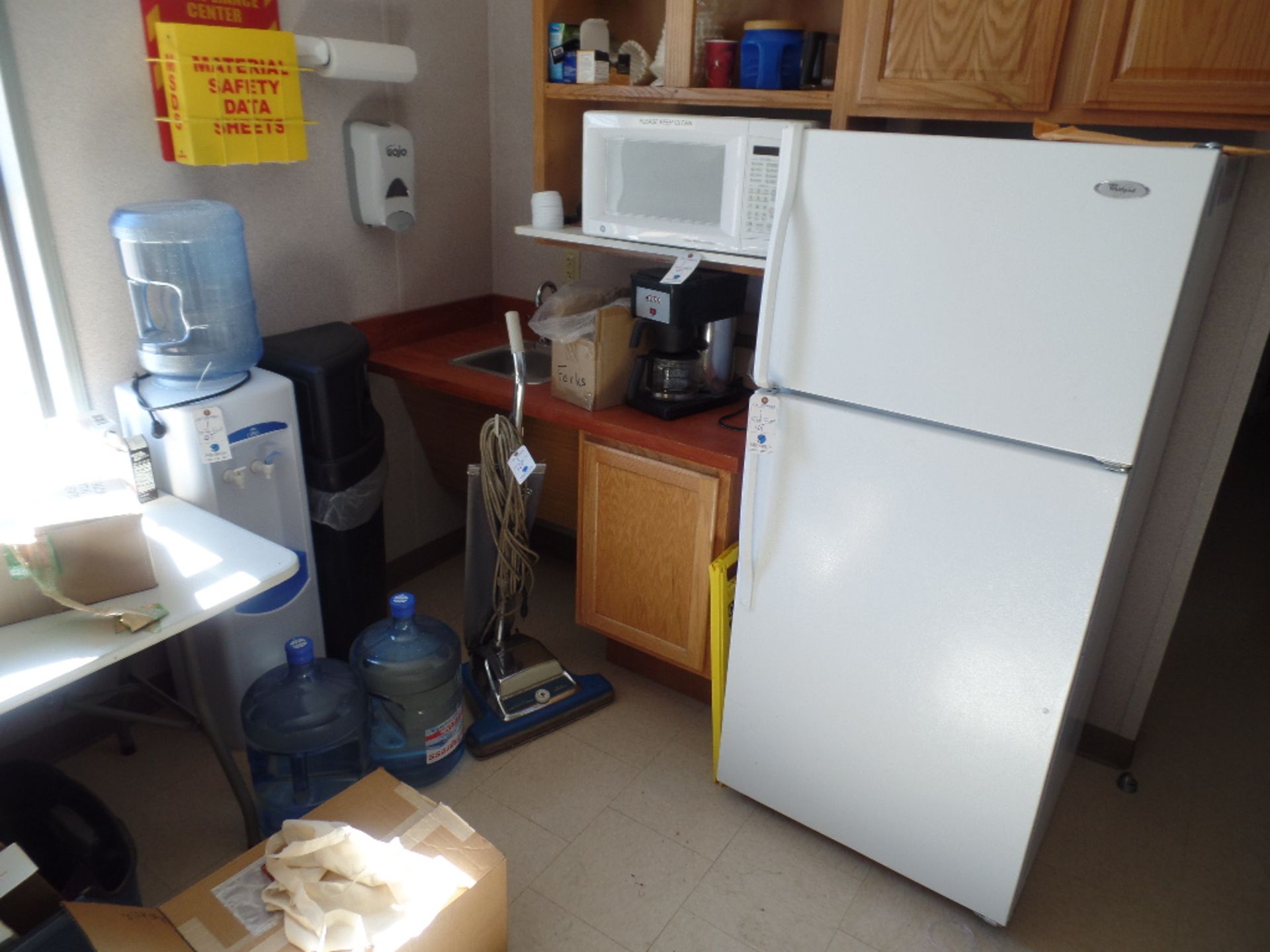 {LOT} Household Refrigerator, Bottled Water Cooler, First Air Kid, GE Microwave & Vacuum