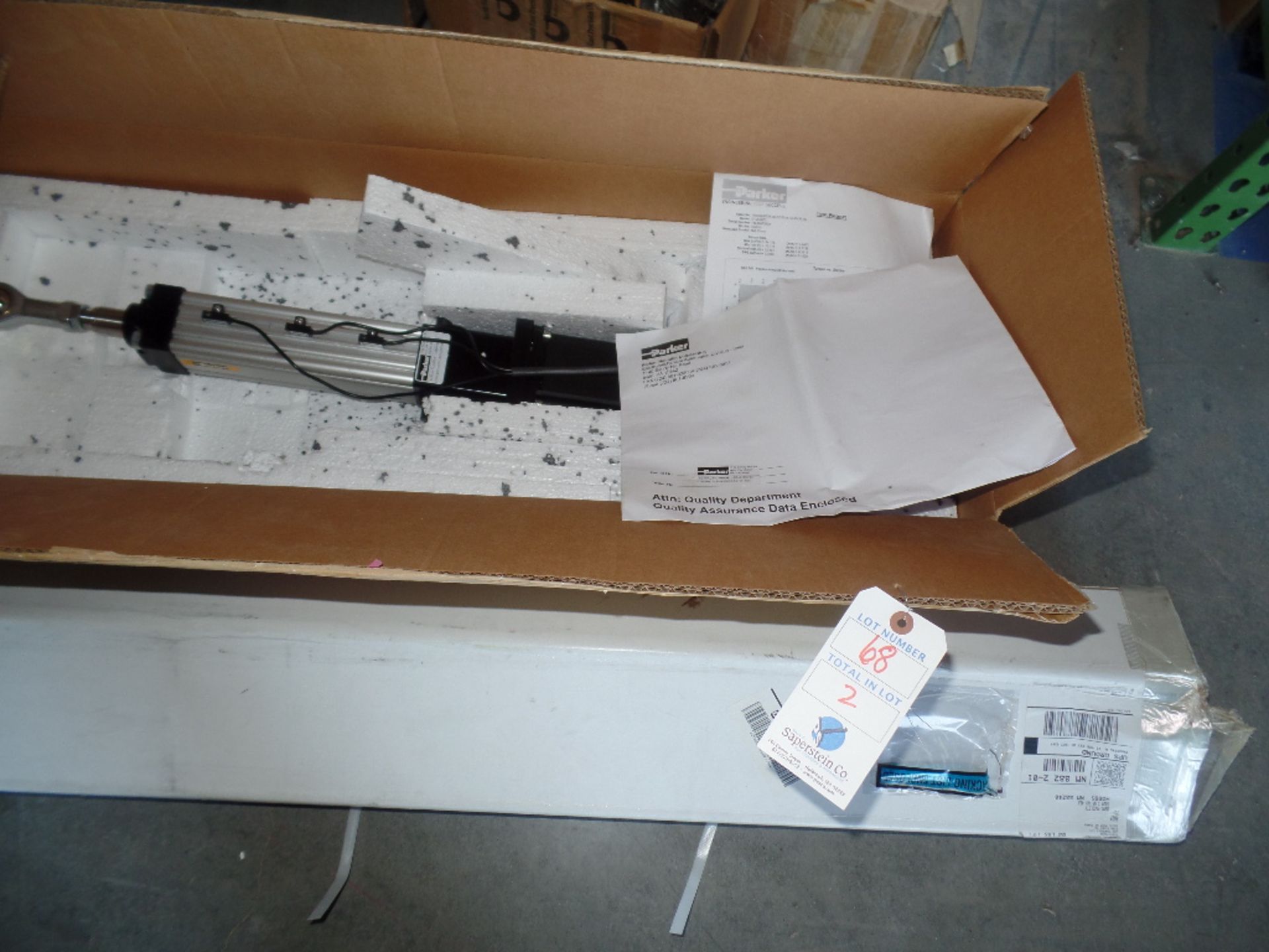 (2) Parker #ET050B02 150mm Stroke Actuators (1 NIB & 1 Rebuilt) & (8) Tsunami Rails (NIB)