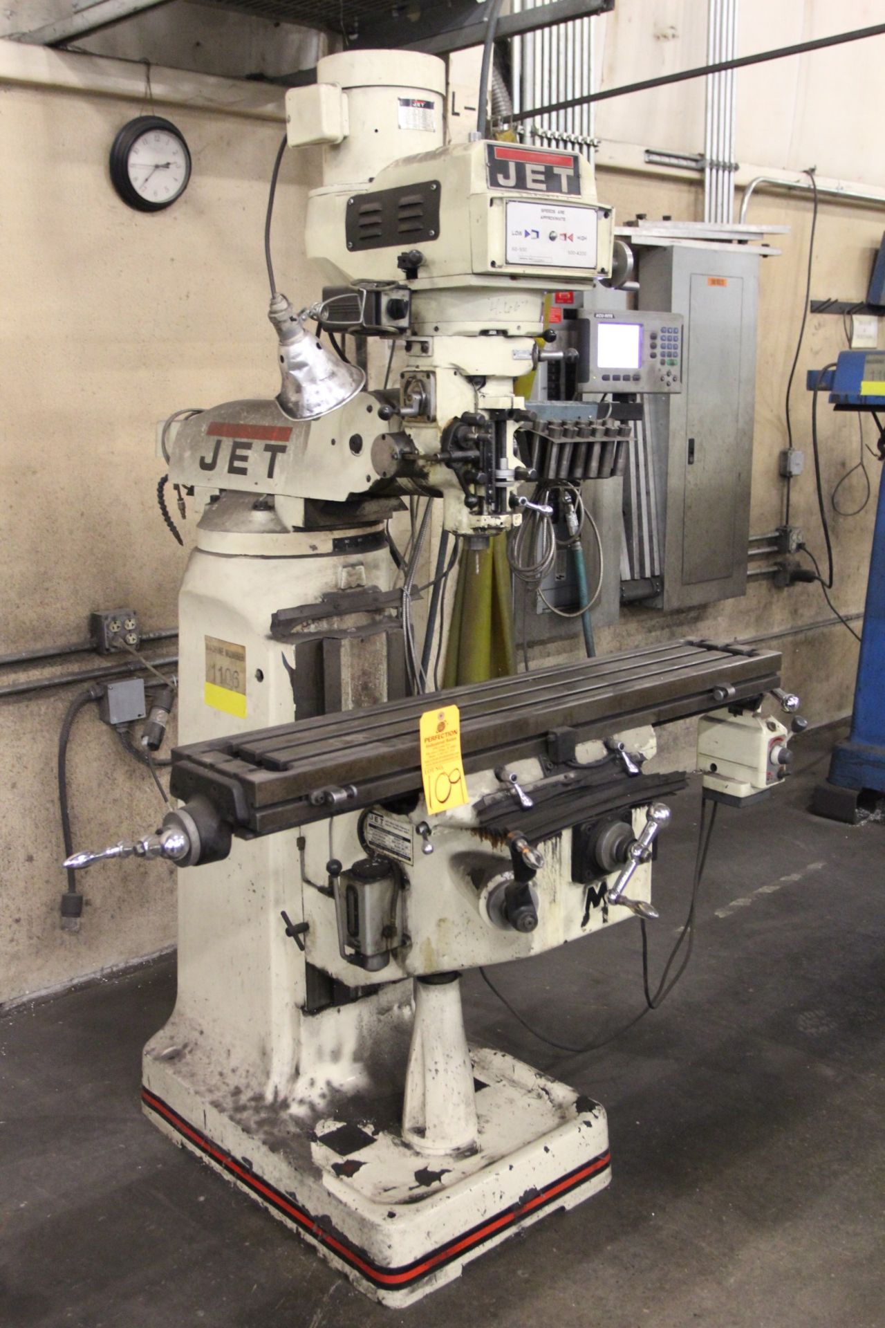 Jet JTM-4VS 3 HP Vertical Mill, s/n 5120708, 60-4200 RPM, 9” x 49” Power Feed Table - Image 2 of 2