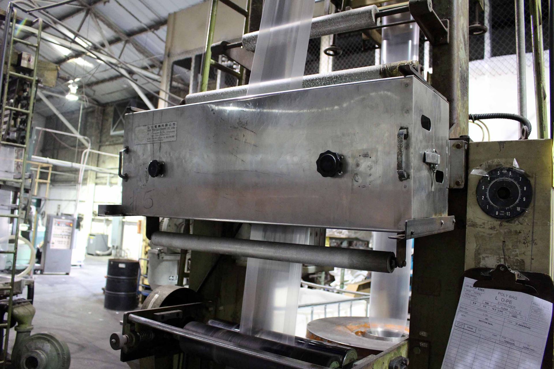 BLOWN FILM BAG EXTRUSION LINE NO. 5, consisting of: Kung Hsing Mdl. 45 Extruder, 15 HP motor, 12" - Image 2 of 7