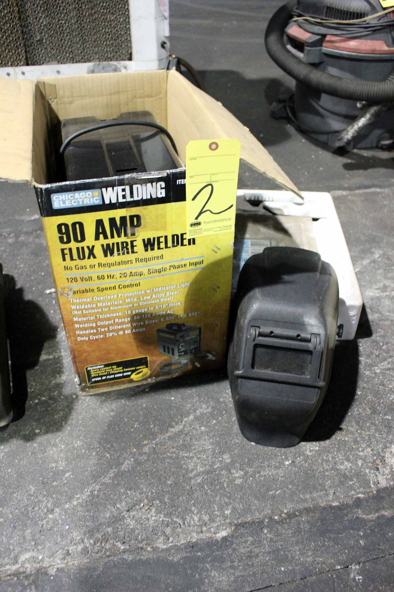 FLUX WIRE WELDER, CHICAGO ELECTRIC, 90 amps., 120 V., w/welding hood