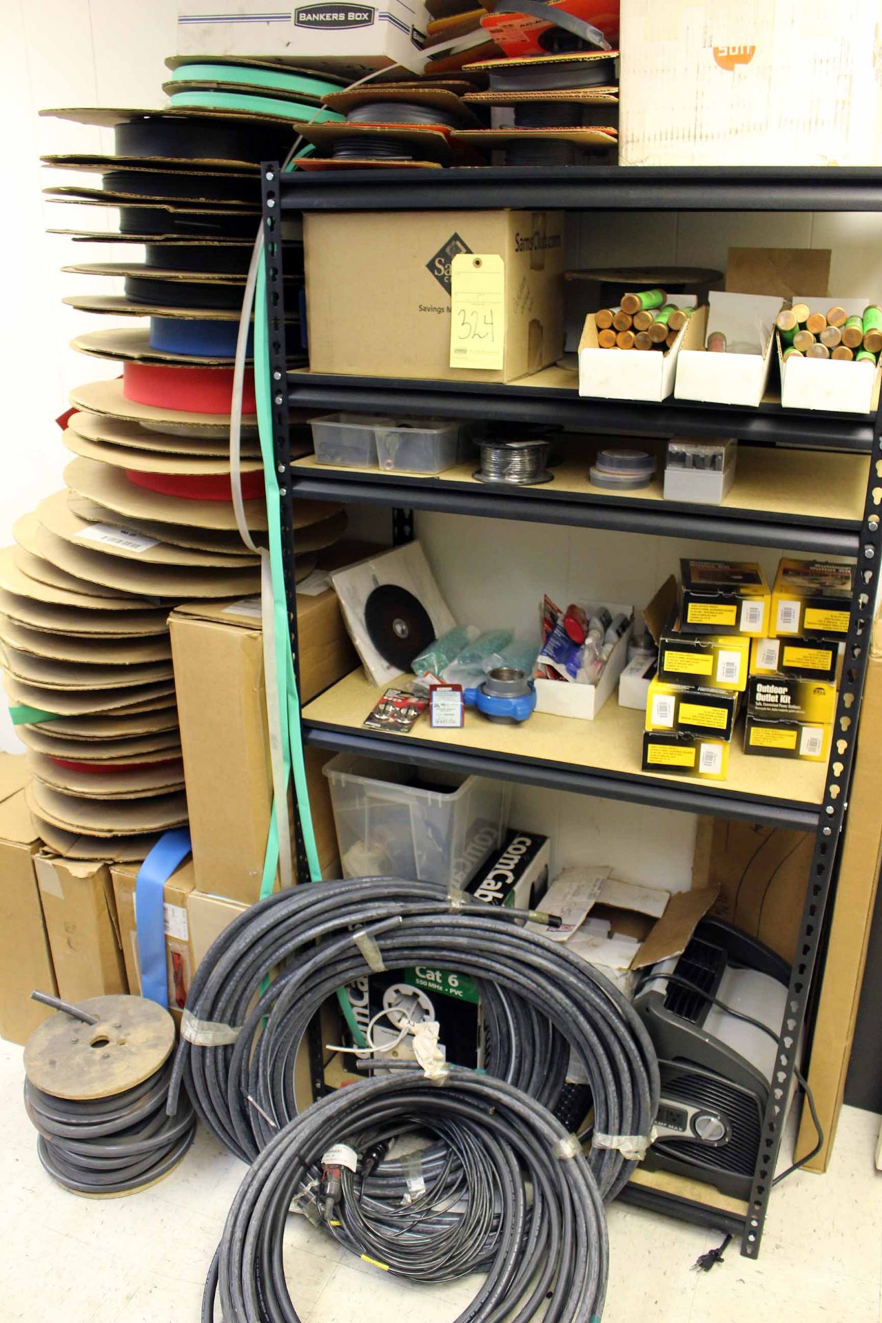 LOT CONSISTING OF ELECTRICAL SUPPLIES: plugs, wire, heat shrink tubing, etc.