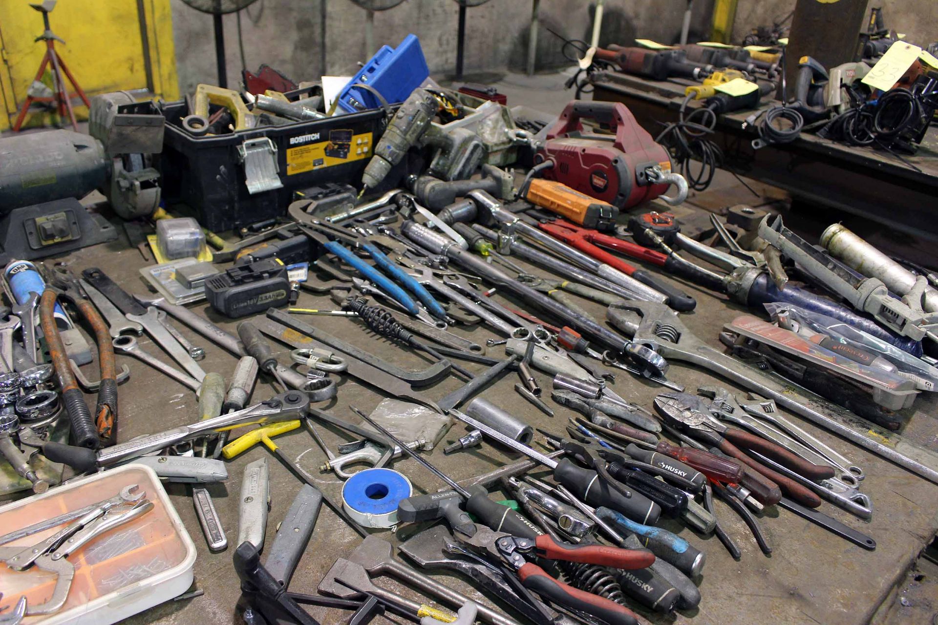 LOT CONSISTING OF: misc. hand tools, wrenches, pliers, sockets, electric drills, etc. - Image 3 of 4