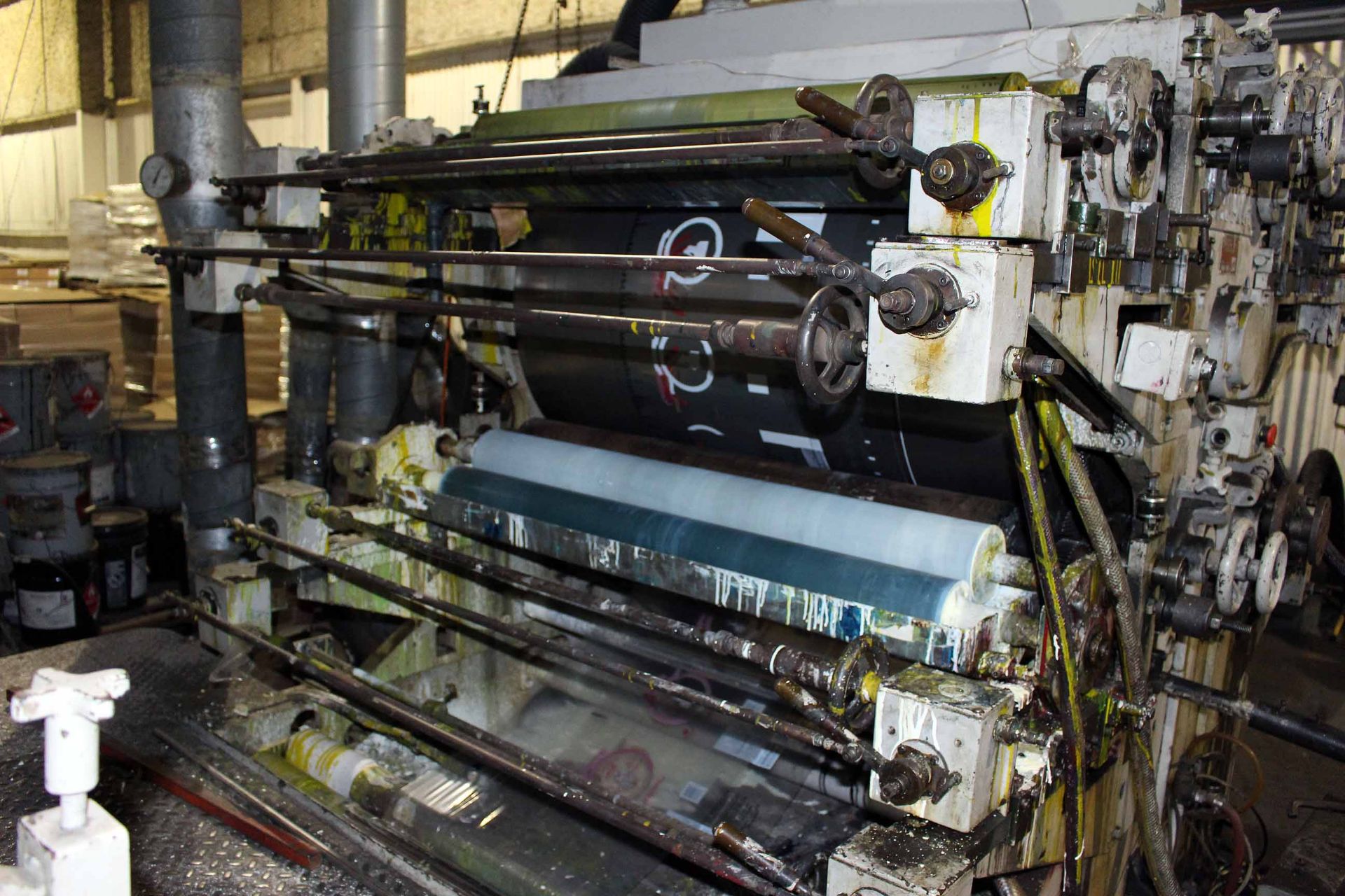 CI FLEXOGRAPHIC PRINTING PRESS, FAUSTEL MDL. E41-II, 44"W. cap., 4-color, fume exhaust blower - Image 5 of 7