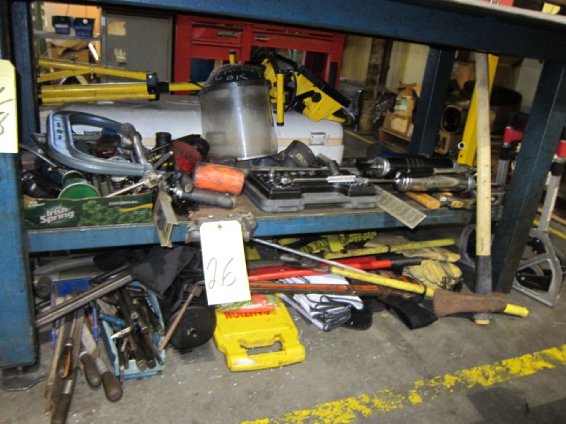 LOT OF HAND TOOLS, assorted (Located under bench)