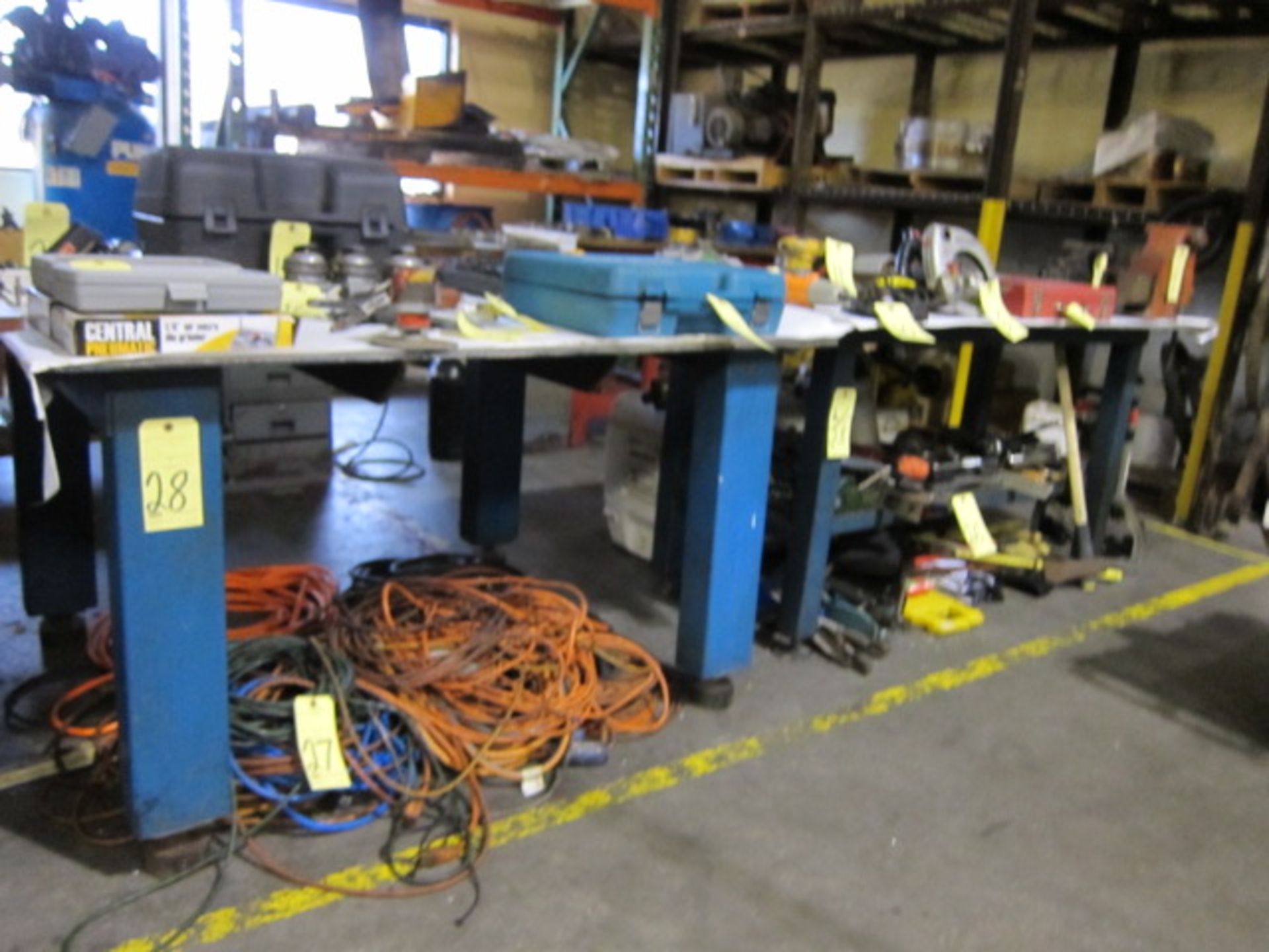 LOT OF STEEL WORKTABLES (2): 60" x 48" & 71" x 36" (tables can not be removed until contents have