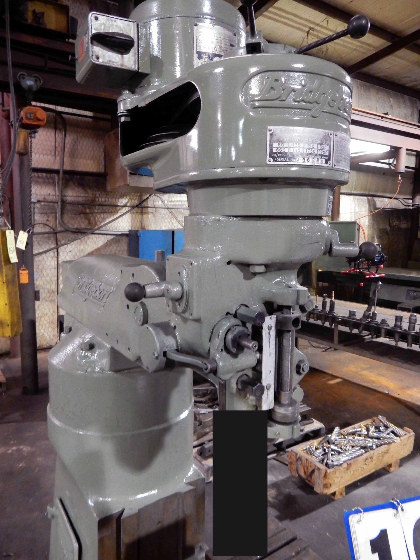 VERTICAL TURRET MILL, BRIDGEPORT SERIES T J-HEAD, 9" x 42" table, R-8 spdl., 6" swivel base vise ( - Image 2 of 2