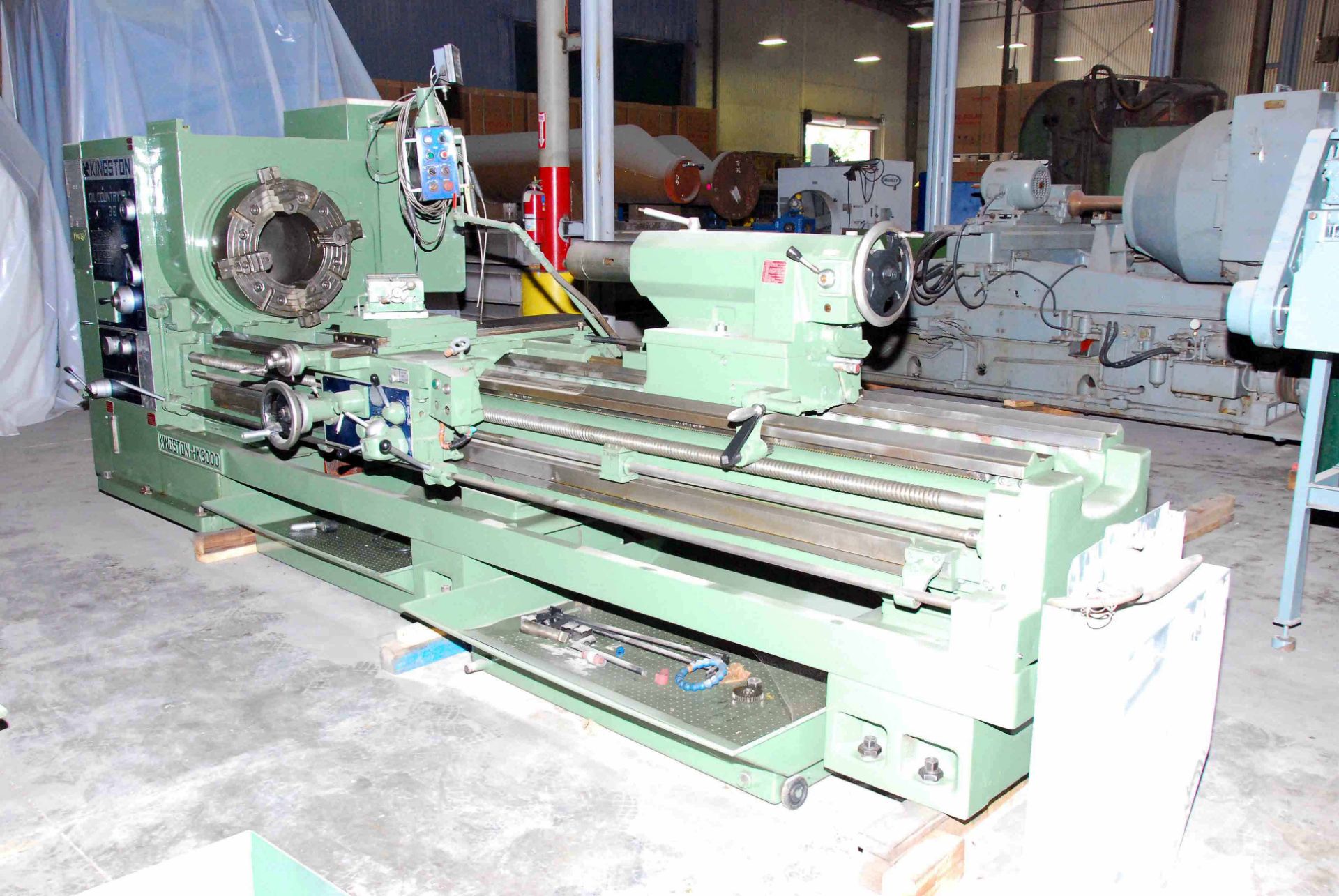 HOLLOW SPINDLE LATHE, KINGSTON 30" OIL COUNTRY MDL. HK-3000, new 2007, 12/5" spdl. bore, 30" sw.