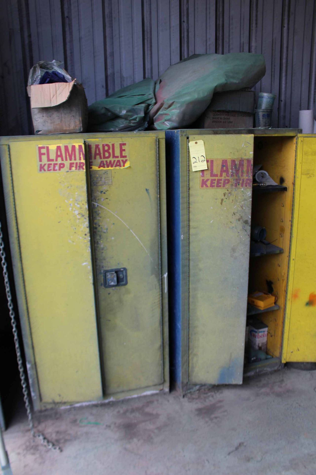 LOT OF FLAMMABLE STORAGE CABINETS (2), w/contents