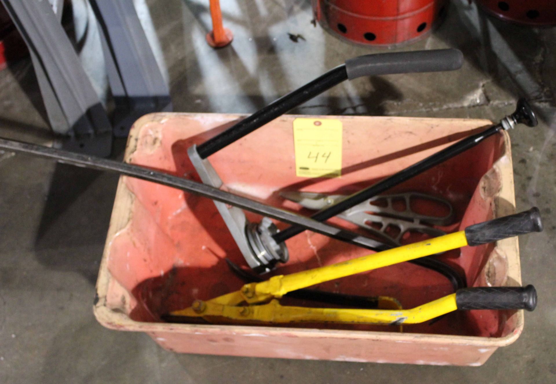 LOT CONSISTING OF: crowbar, tin snips, stretch wrap dispenser