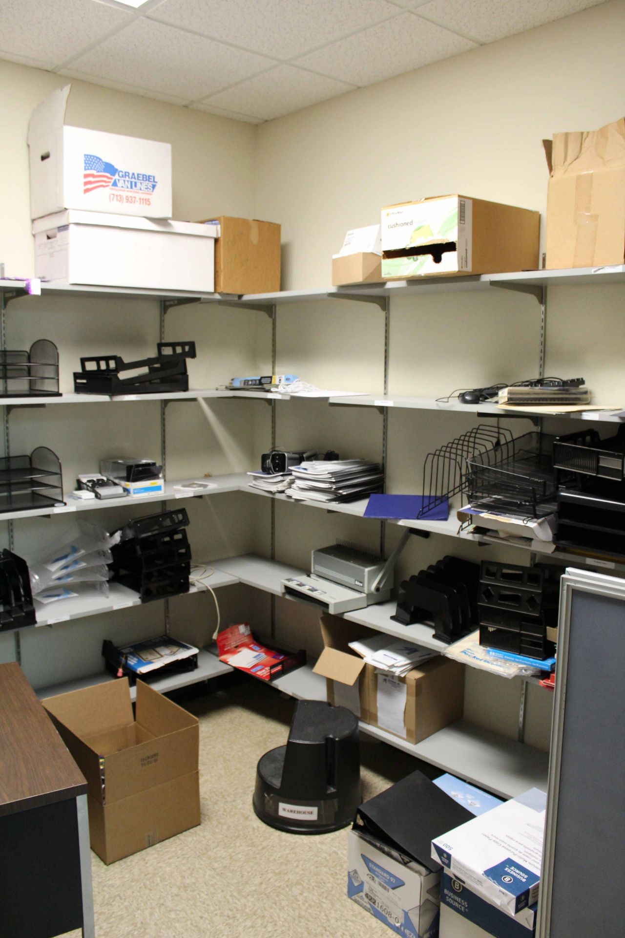 LOT CONSISTING OF OFFICE SUPPLY ROOM (shelves not included) - Image 2 of 6