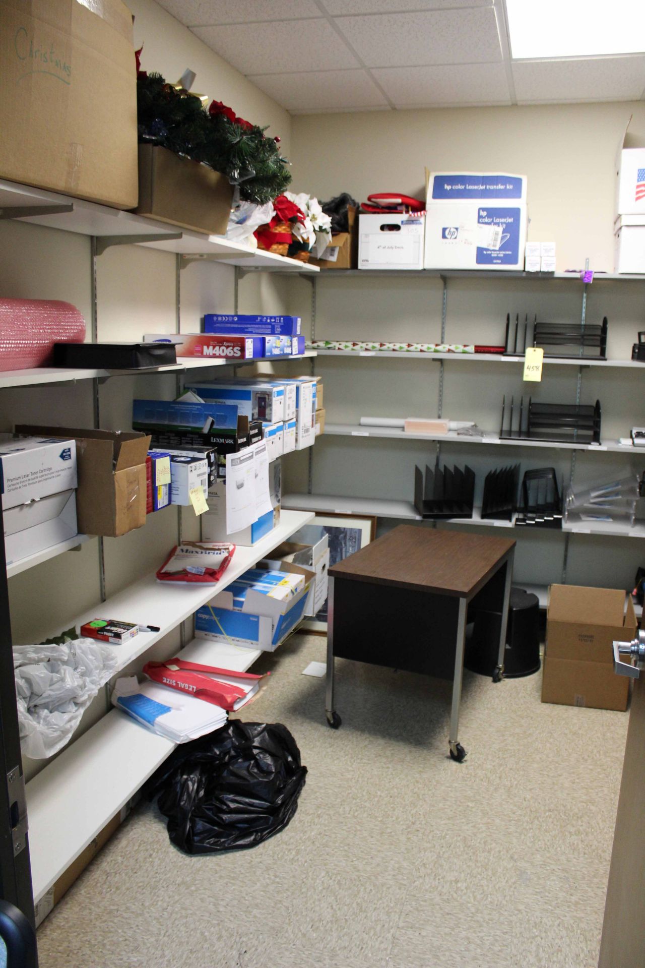 LOT CONSISTING OF OFFICE SUPPLY ROOM (shelves not included)