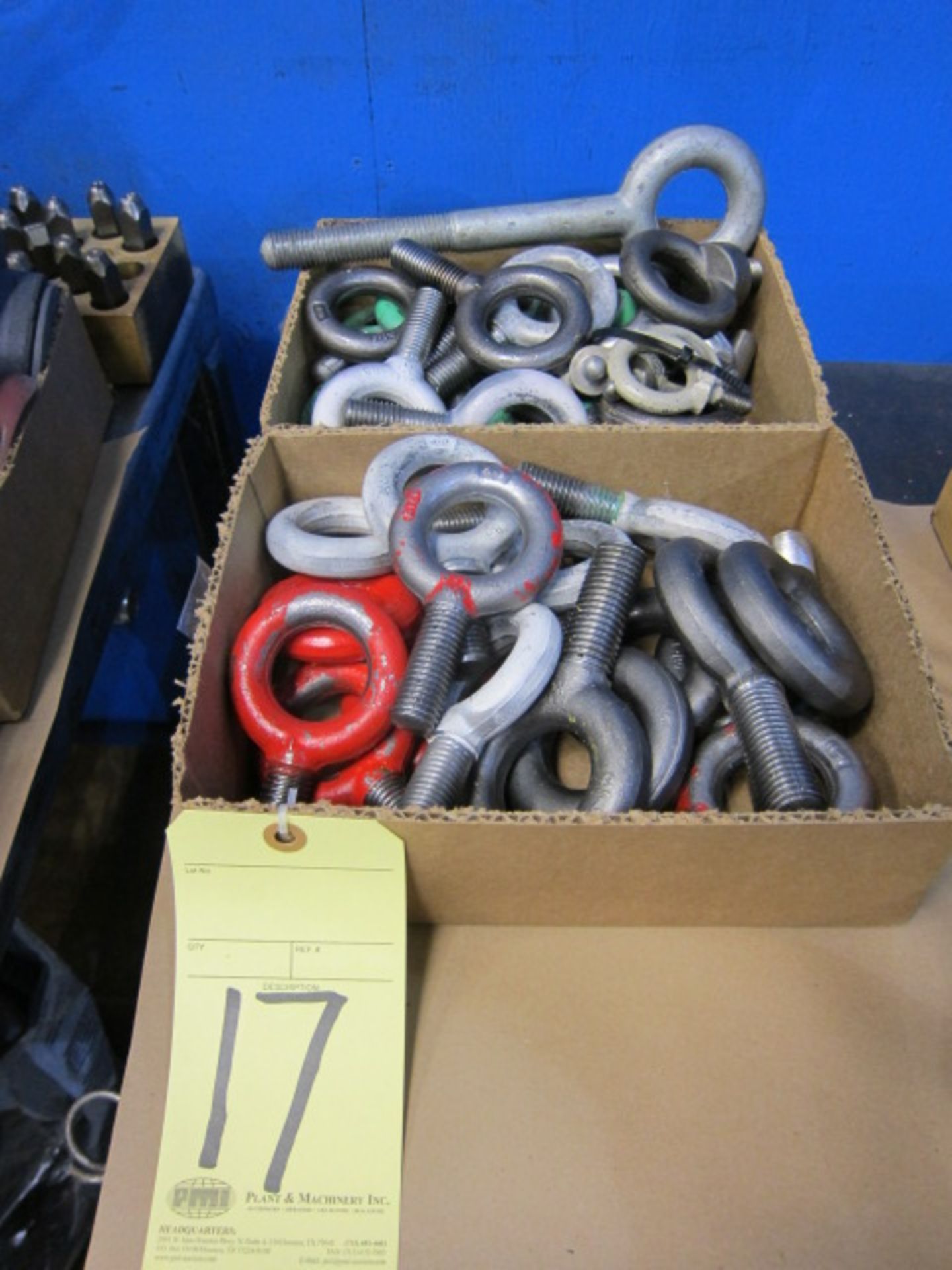 LOT OF EYE BOLTS, assorted (in two boxes)