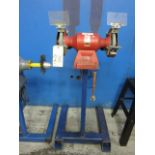 PEDESTAL GRINDER, 3/4 HP motor, on fabricated stand