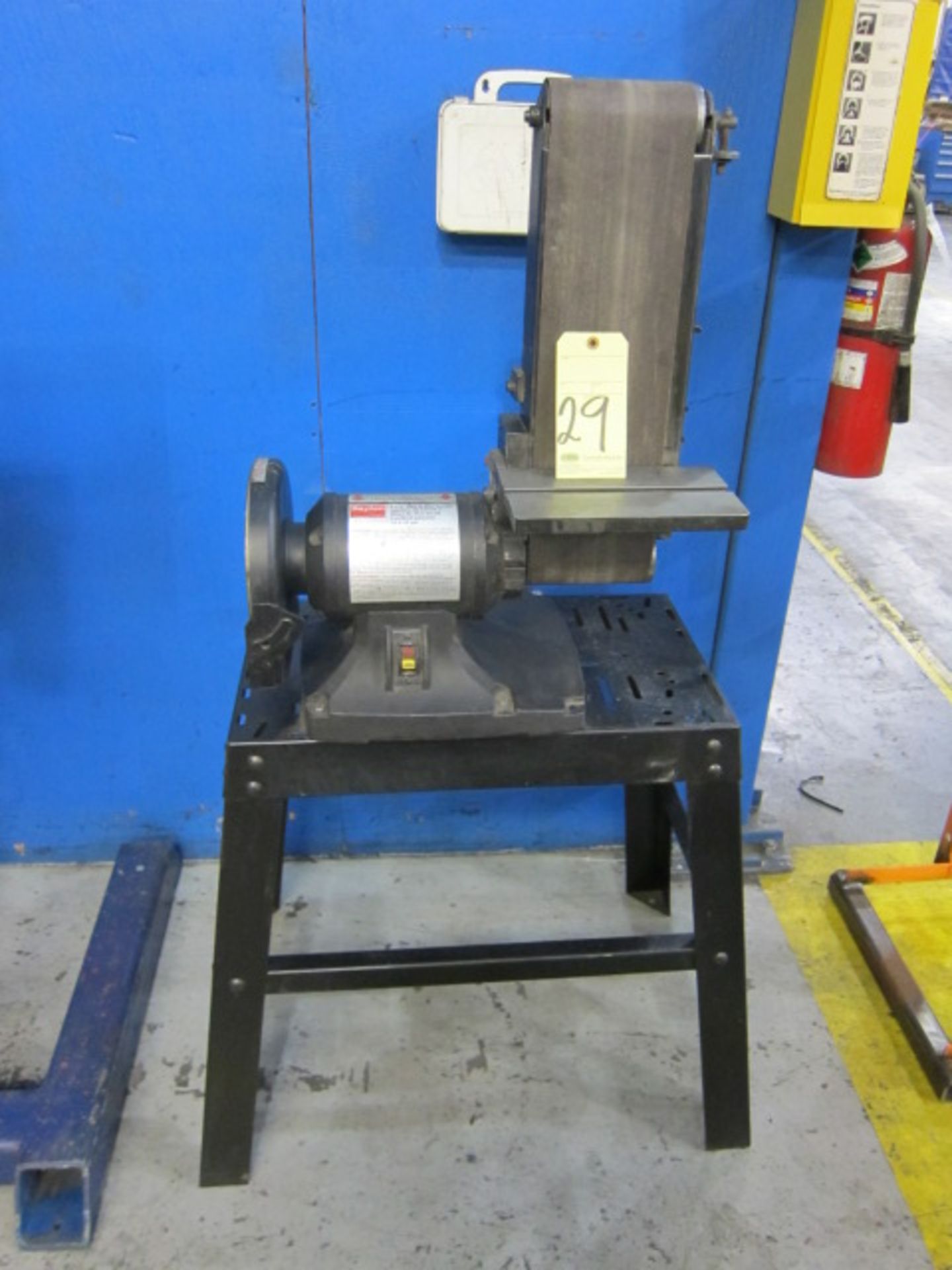 BELT & DISC SANDER, DAYTON 6 X 9, on fabricated stand