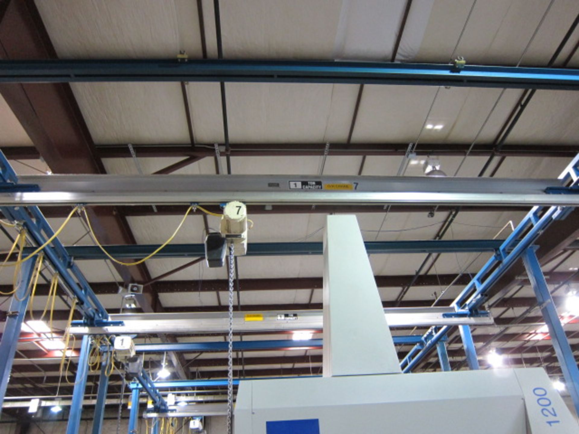 OVERHEAD HANDLING SYSTEM, GORBEL APPROX. 45'L. X 20'-4"W., 14' ht. under bridge, (3) 1 T. cap. - Image 3 of 9