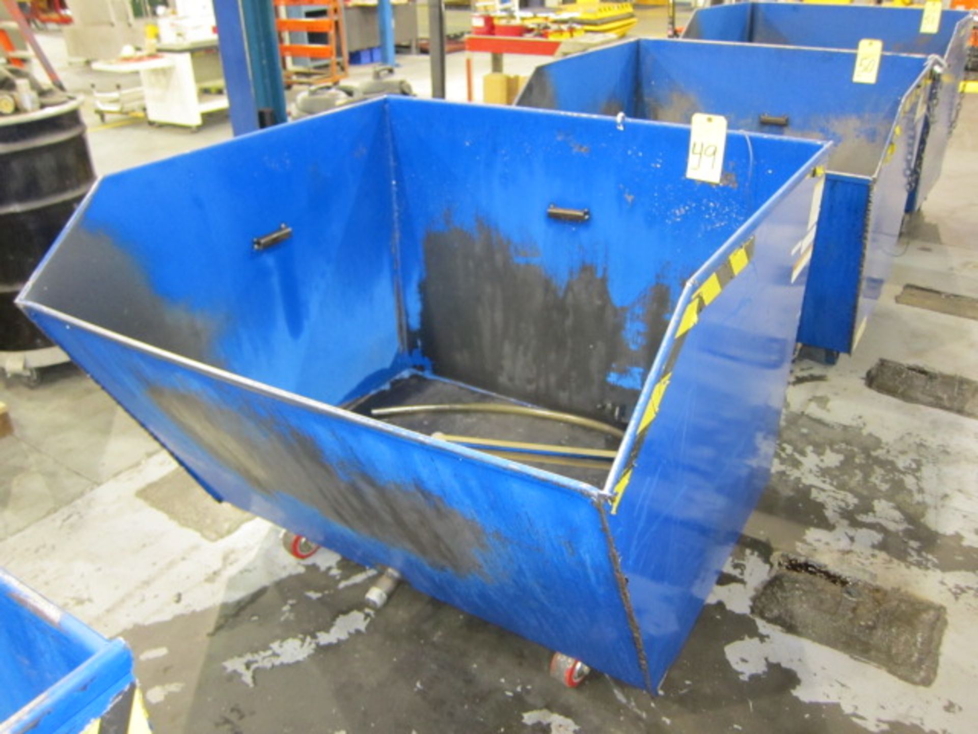 SELF-DUMPING CHIP HOPPER, VESTIL 4,000 LB. CAP. MDL. H150-MV, 1-1/2 cu. yd. cap., forklift entry