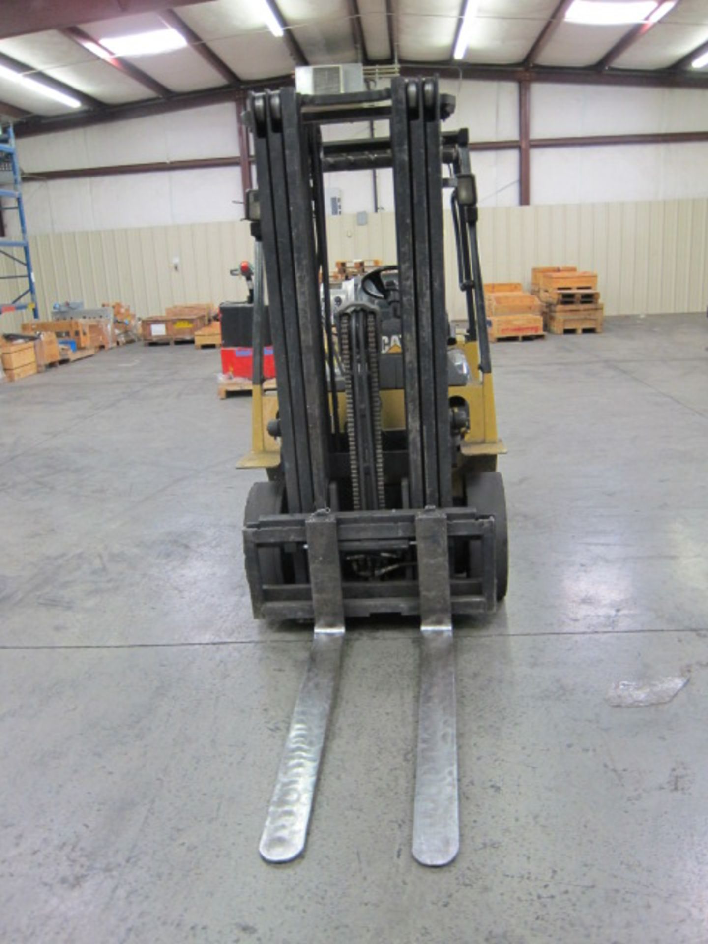 FORK TRUCK, CATERPILLAR 5,000 LB. CAP. MDL. CP25, LPG, 3-stagemast, solid tires, side shift, S/N - Image 2 of 6