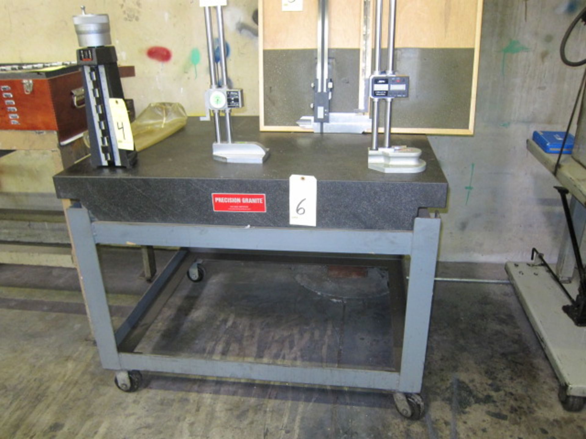 PRECISION GRANITE SURFACE PLATE, new 2008, 36" x 48" x 6” thk., 2-ledge design, heavy fabricated