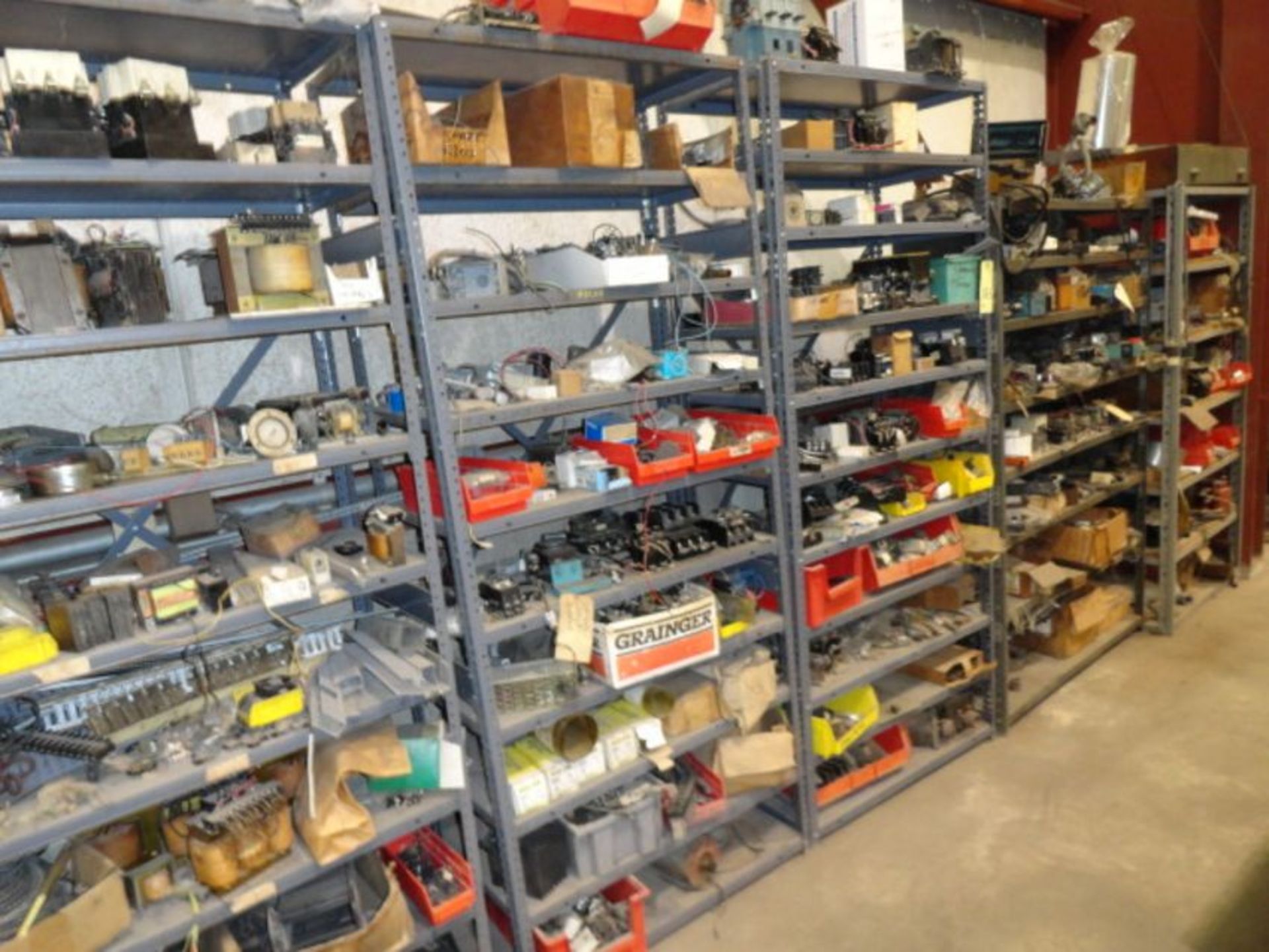 LOT OF METAL SHELVING (5), w/starters, fuses, control transformers - Image 2 of 2