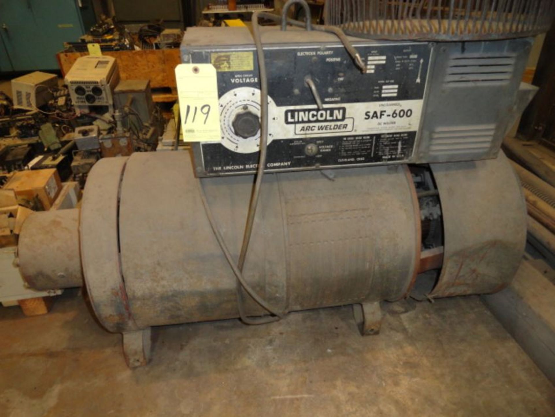 ARC WELDER, LINCOLN MDL. SAF-600 DC, 1,800 RPM, 600 amps, S/N A-688073 - Image 2 of 2