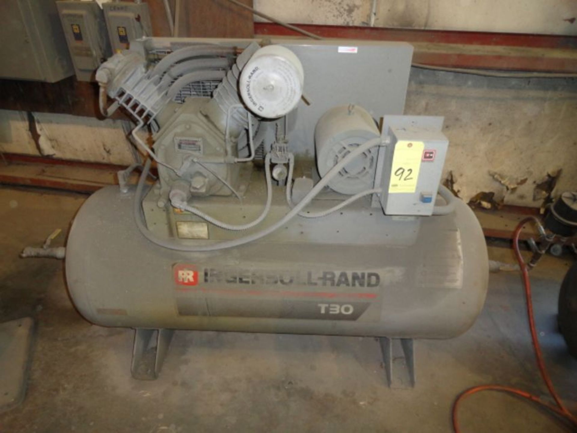 AIR COMPRESSOR, INGERSOLL RAND MDL. 30T2545E10, Type T30, 10 HP motor, 2-cyl., 120 gal tank, 230/ - Image 2 of 2