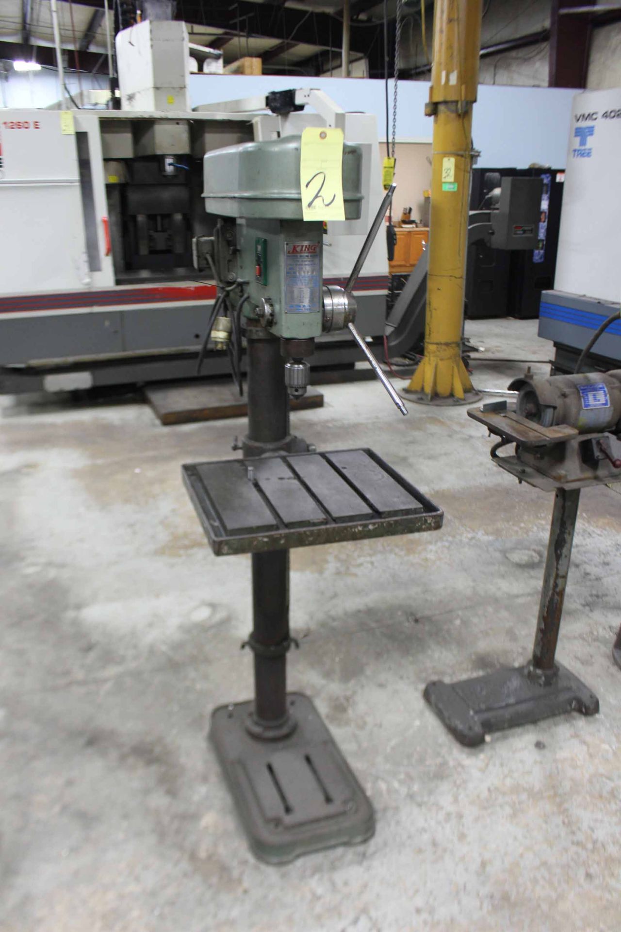 PEDESTAL DRILL PRESS, KING MDL. KSD-42H, 14”, adj. height table