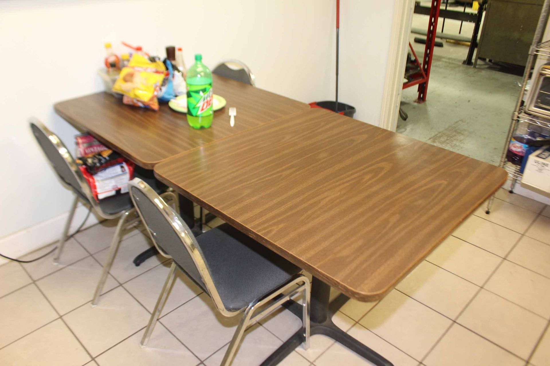 LOT CONTENTS OF KITCHEN: microwaves, tables, coffee maker, etc.