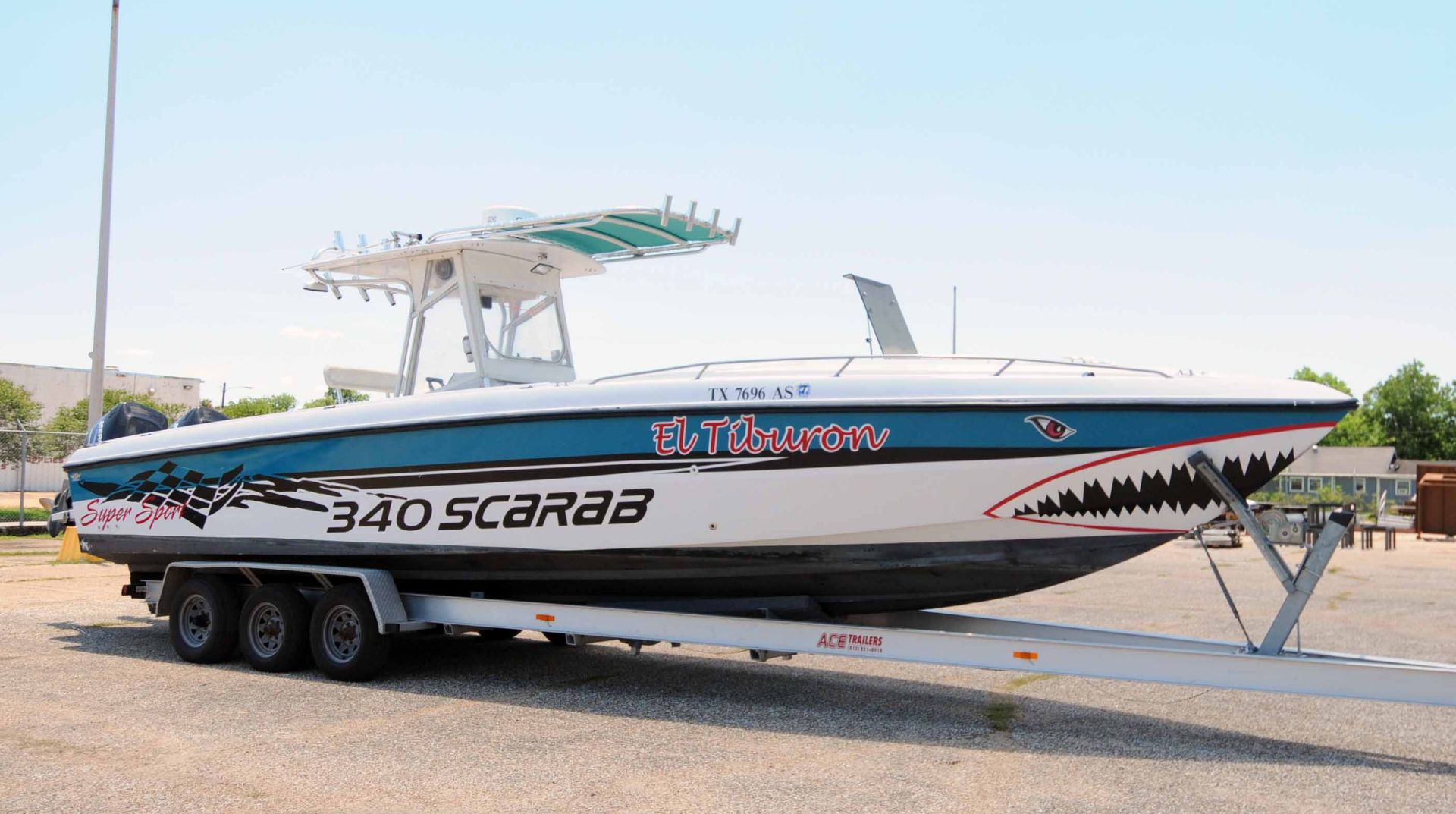 OFFSHORE BOAT, WELCRAFT SCARAB “SUPER SPORT” MDL. 340, 33'-10"L. center console, twin 2005 Mercury