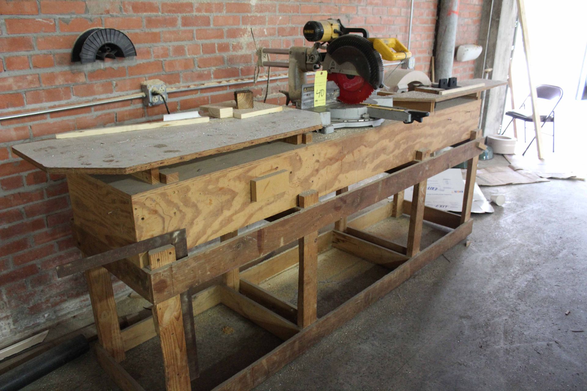 TRAVELING MITER SAW, DeWALT, w/wood stand - Image 2 of 2