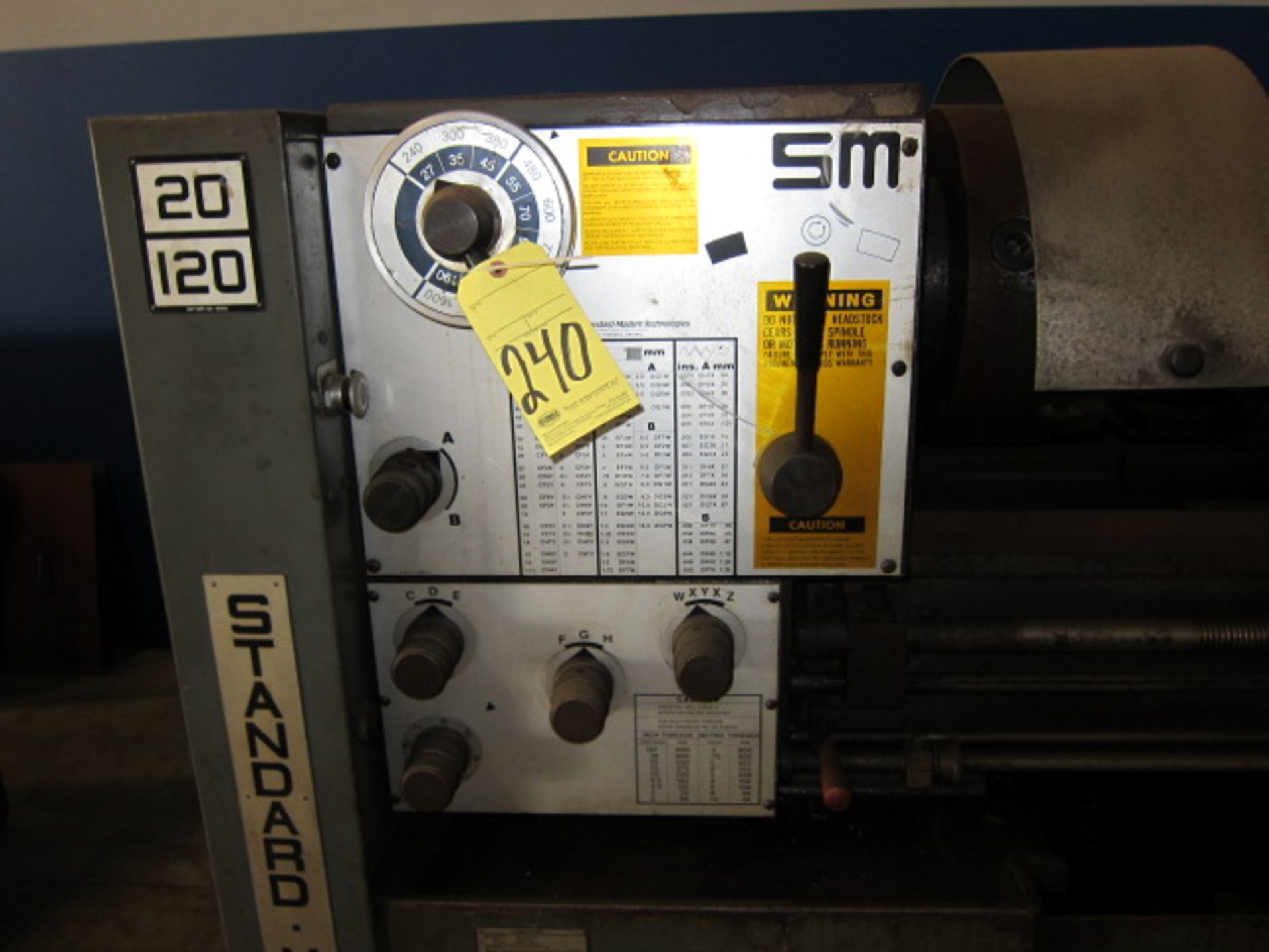 ENGINE LATHE, STANDARD MODERN 20” X 120”, spds: 27-1600 RPM, 3.15” spdl. hole, taper attach., 2-axis - Image 8 of 8