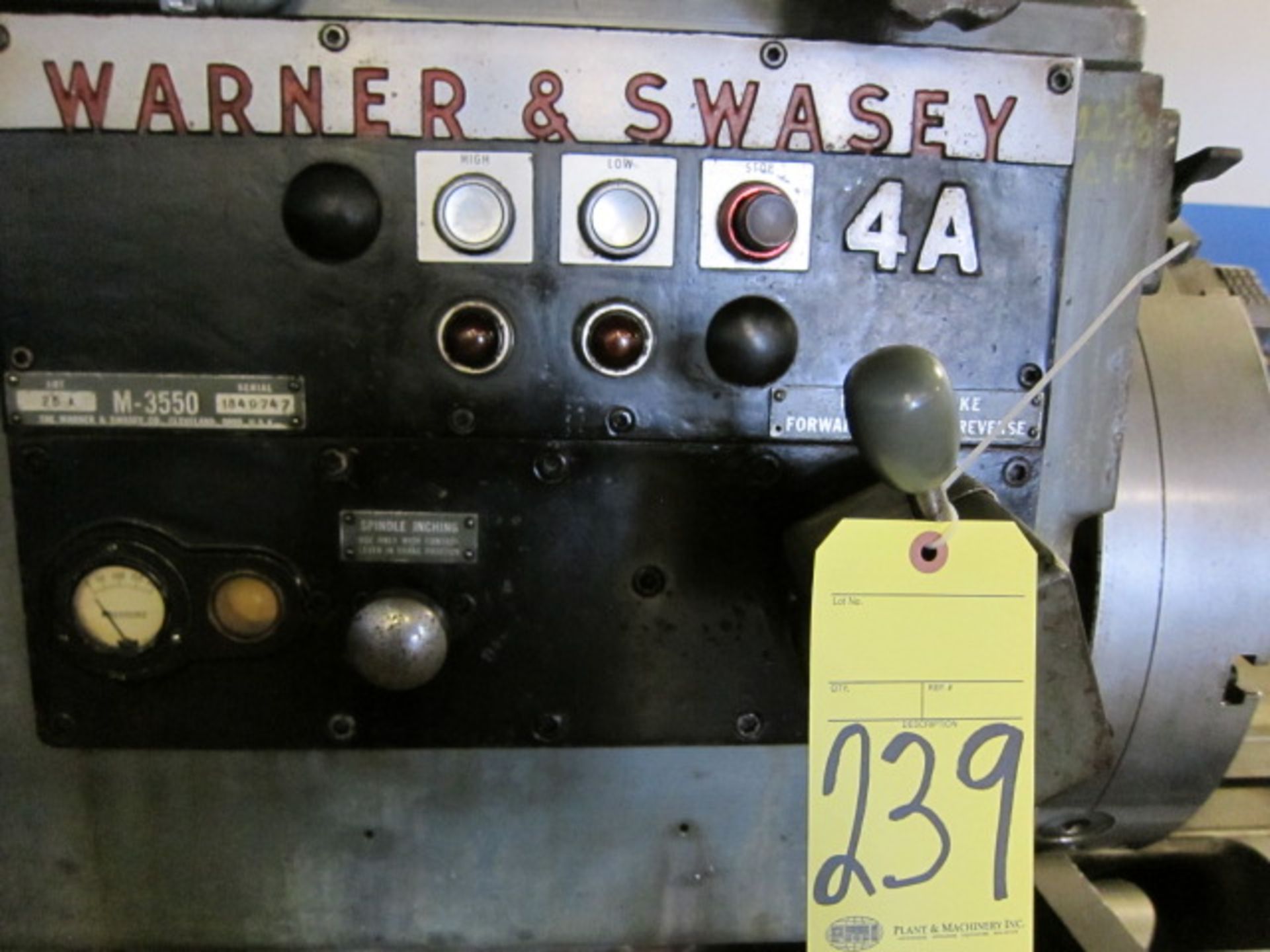 SADDLE TYPE TURRET LATHE, WARNER & SWASEY #4A EXTENDED BED MDL. M-3550, 28-1/4” sw. over bedways, - Image 11 of 14