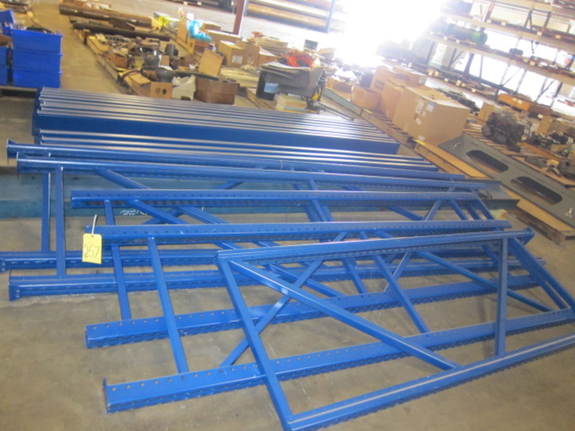 LOT CONSISTING OF: pallet rack uprights (5) & cross beams (12)