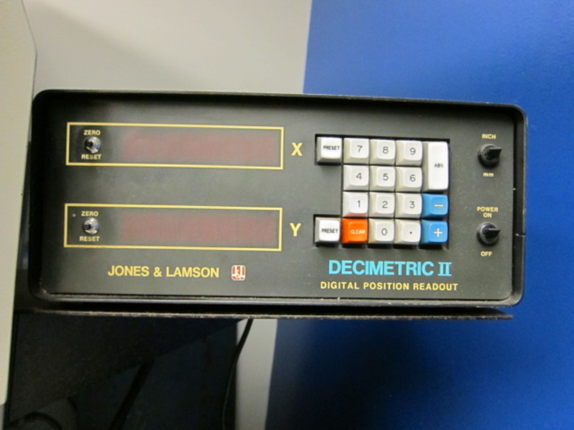 OPTICAL COMPARATOR, JONES & LAMSON 14” MDL. BASIC 14, D.R.O., surface illumination, upper lens - Image 2 of 4