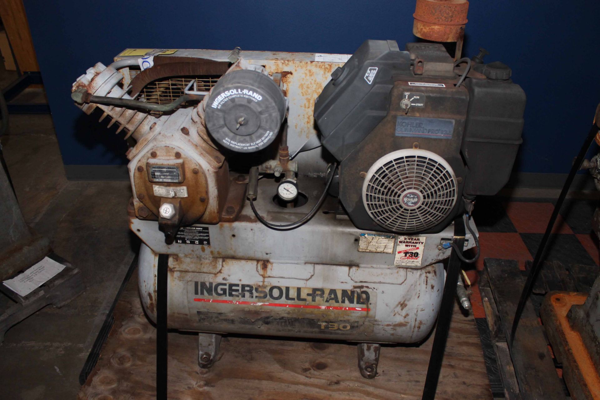 AIR COMPRESSOR, INGERSOLL RAND MDL. 2475, gasoline pwrd., S/N 300TC954855