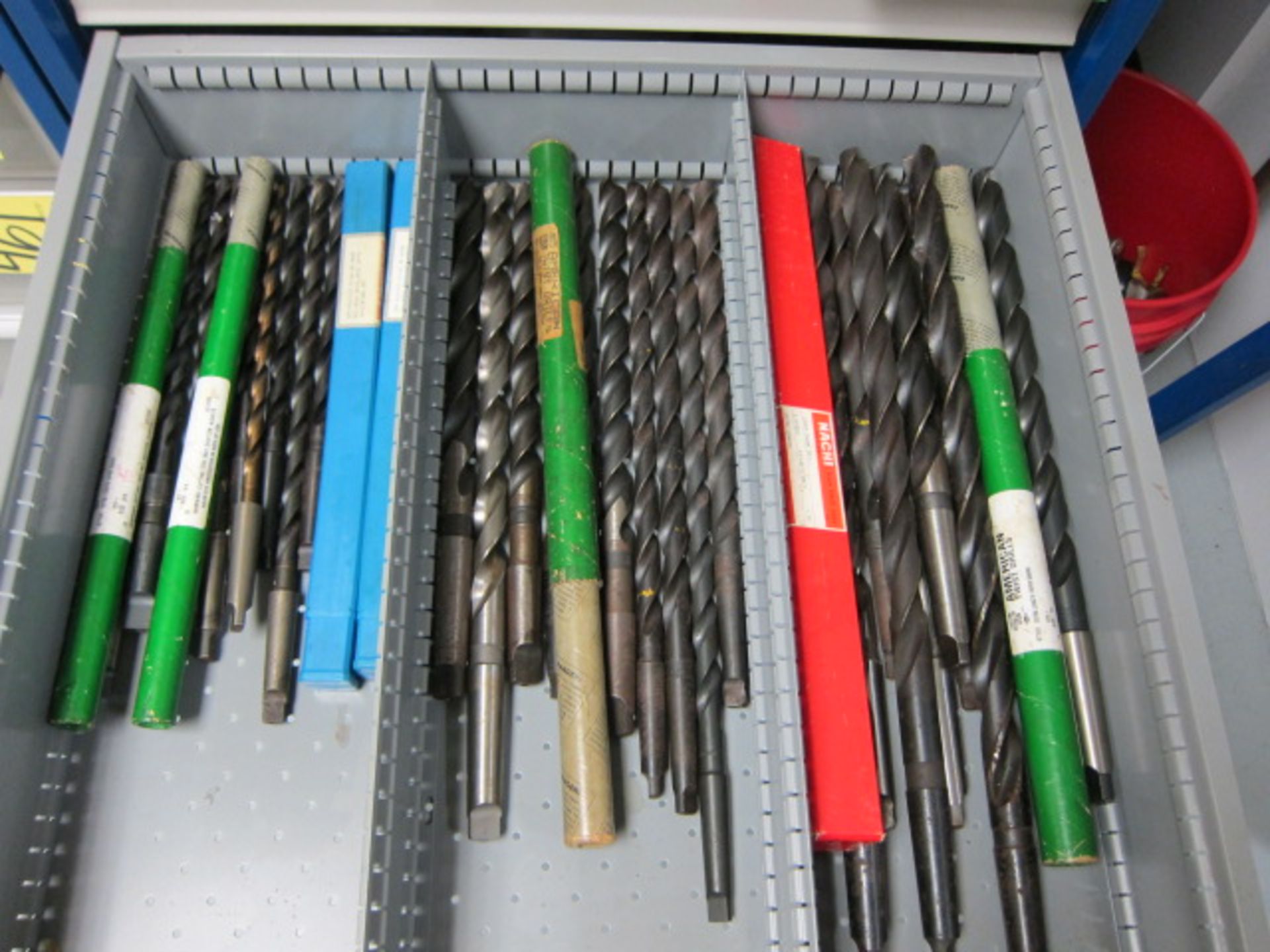 LOT OF TAPER SHANK DRILLS, assorted (in one drawer)