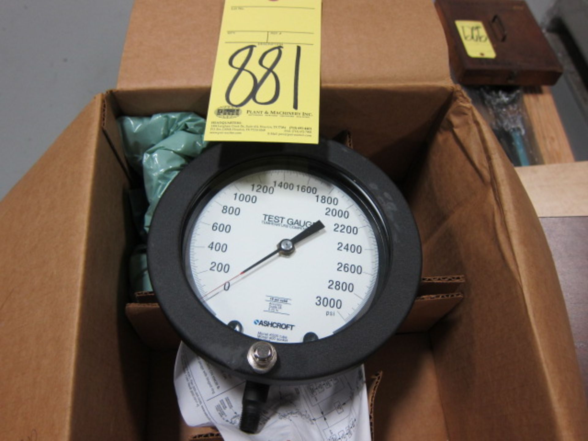 TEST GAUGE, ASHCROFT, 3,000 max. PSI