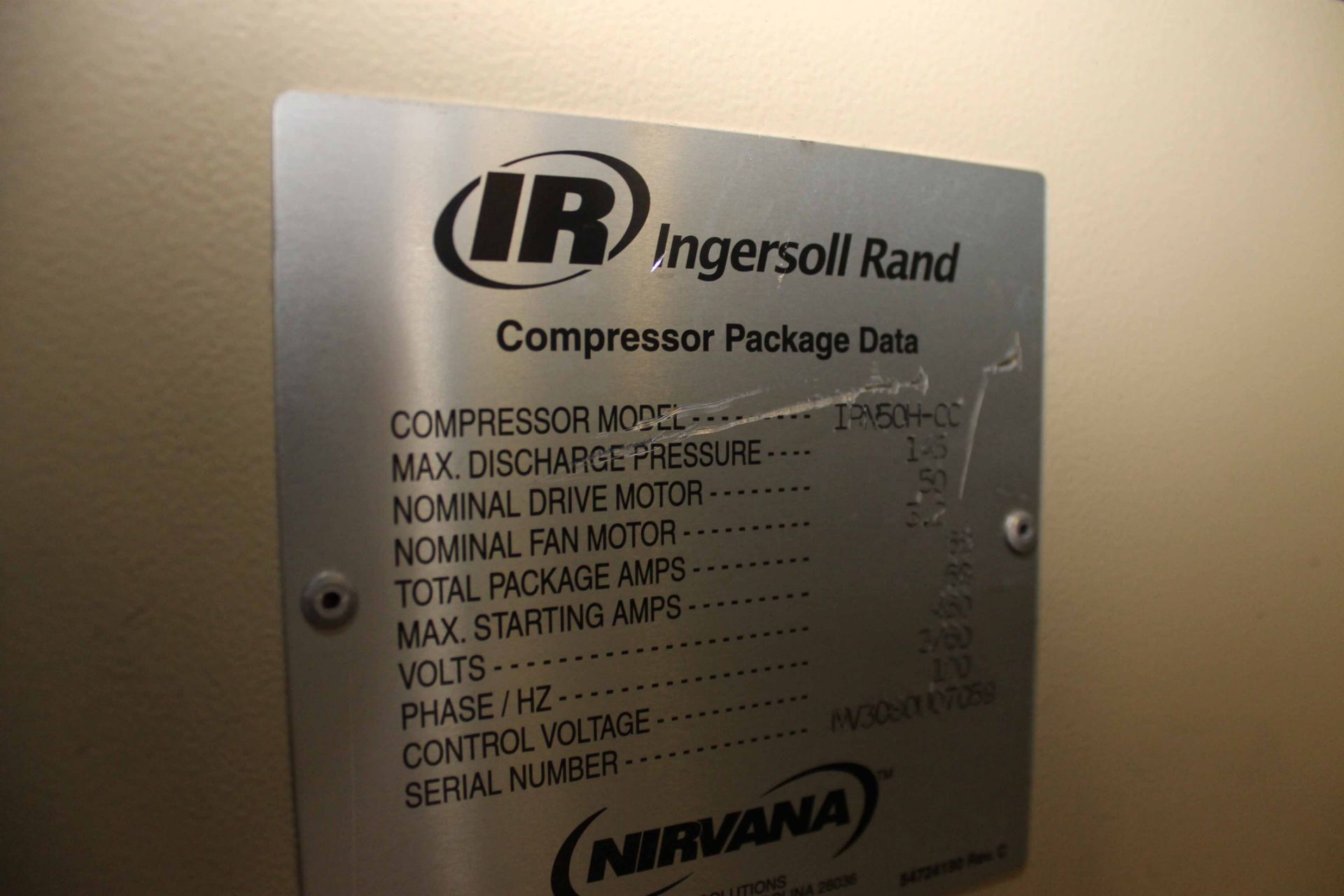 ROTARY SCREW AIR COMPRESSOR, INGERSOLL RAND MDL. IRN50H-CC, S/N NV3080U07059 - Image 4 of 4