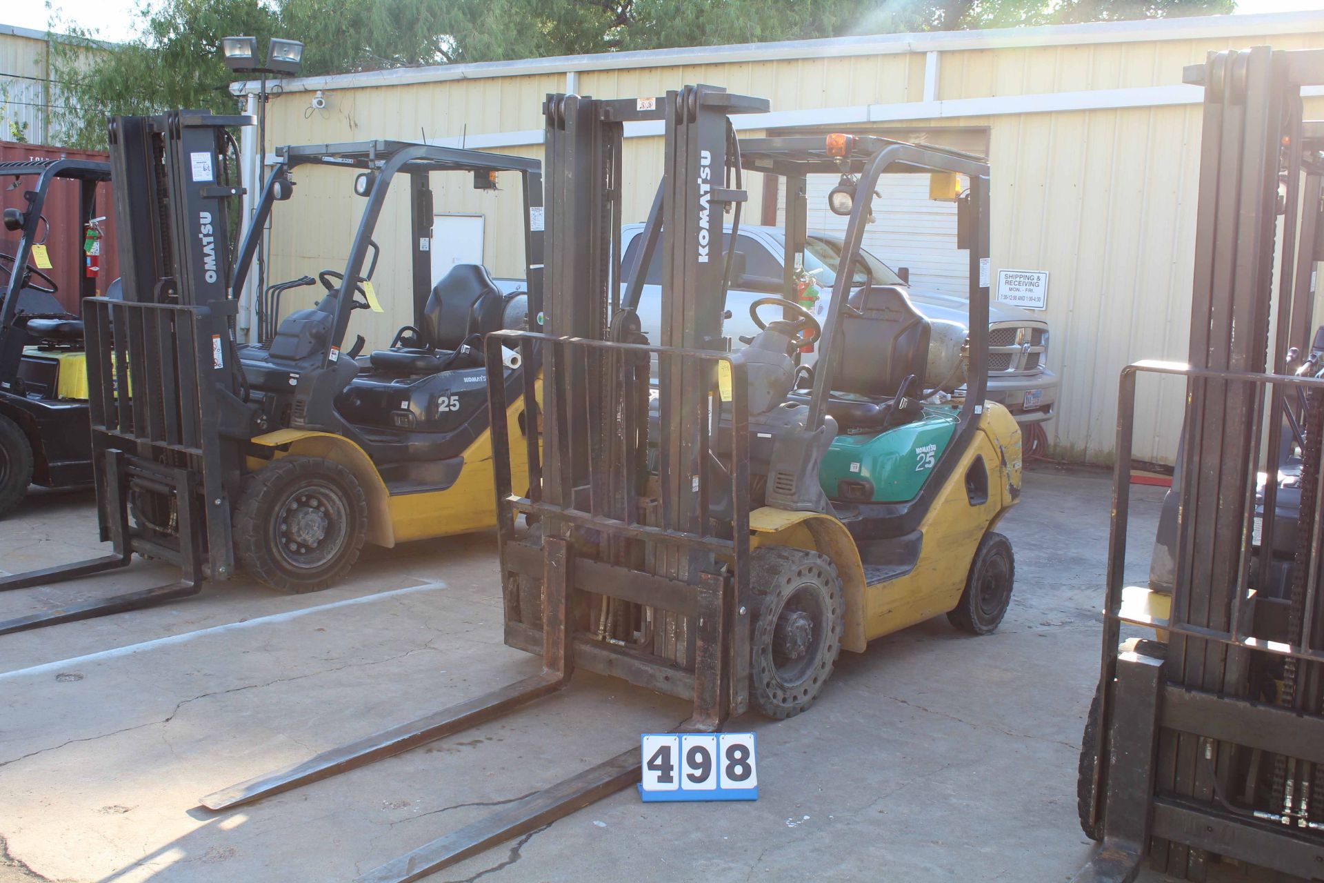 FORKLIFT, KOMATSU 3,900 LB. CAP. MDL. FG25T-16, H.O.M. 4,260, solid tires, sideshift, LPG & gas