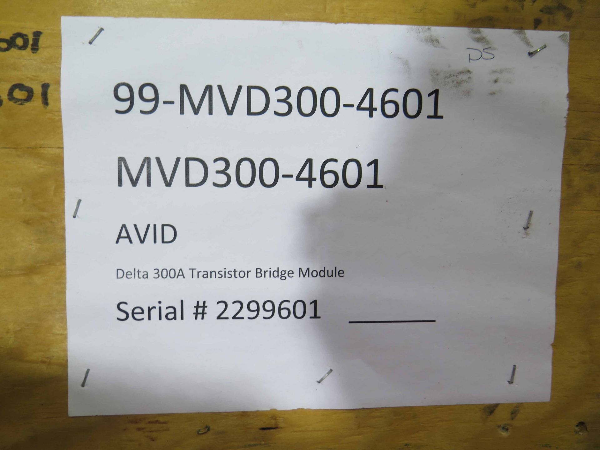 RECTIFIER, AVID MDL. MVD300-4601, delta 300A, transistor bridge M, S/N 229301 - Image 2 of 2