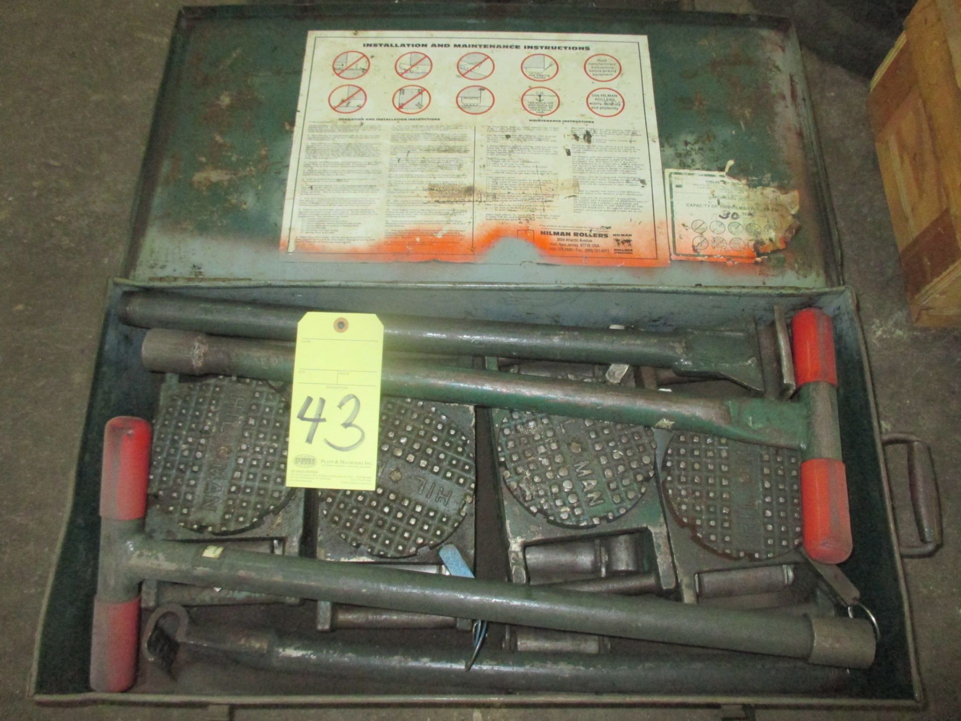LOT OF MACHINE MOVING ROLLERS, HILMAN 30 T. CAP. (one set)