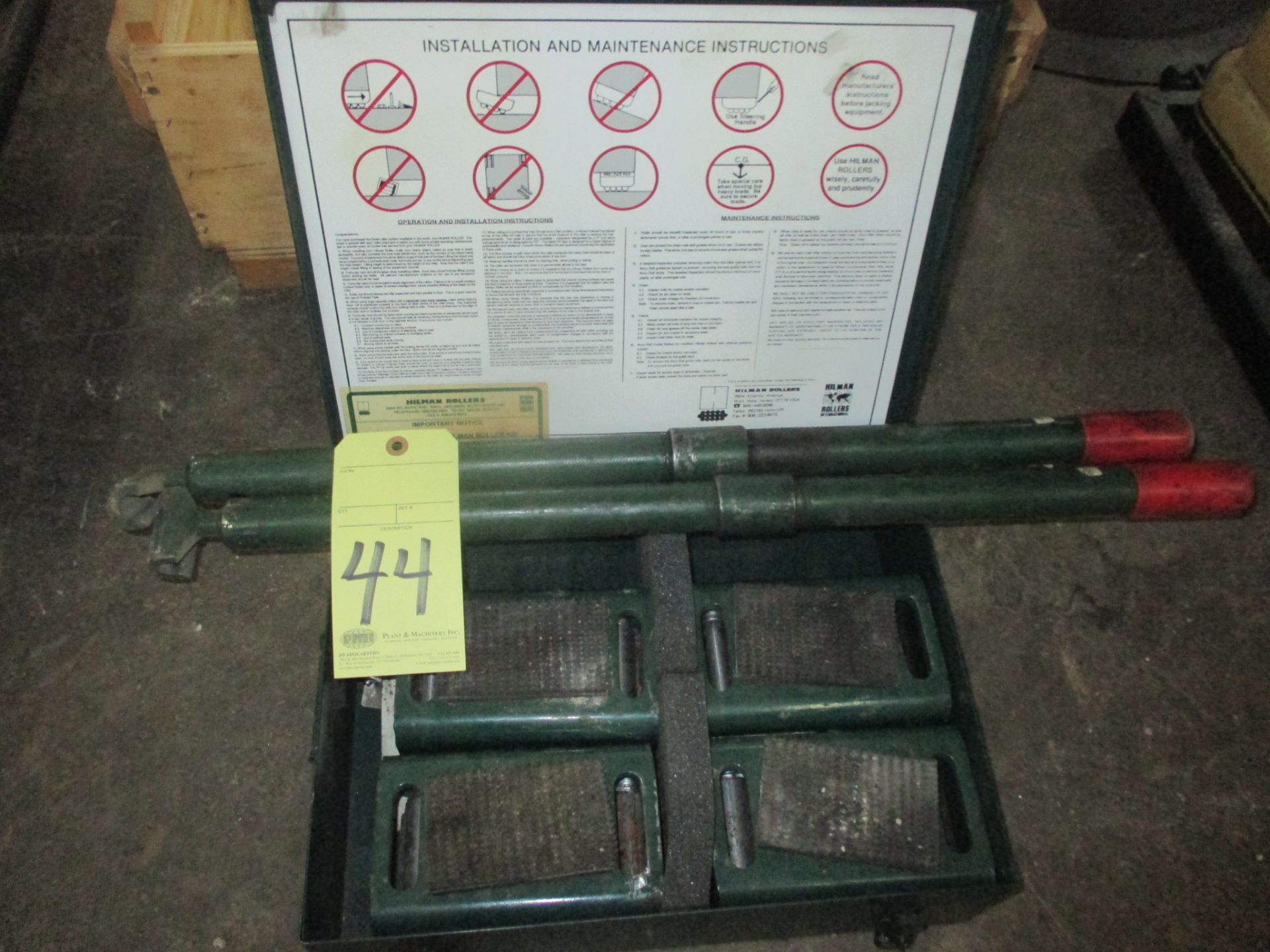 LOT OF MACHINE MOVING ROLLERS, HILMAN 8 T. CAP. (one set)