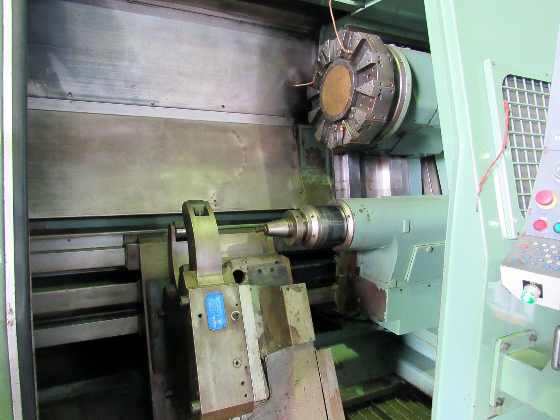 NISSIN MDL. NST-40/125 CNC LATHE, rewired & retrofitted in 2010, NCT CNC control, 26” sw. over - Image 4 of 8