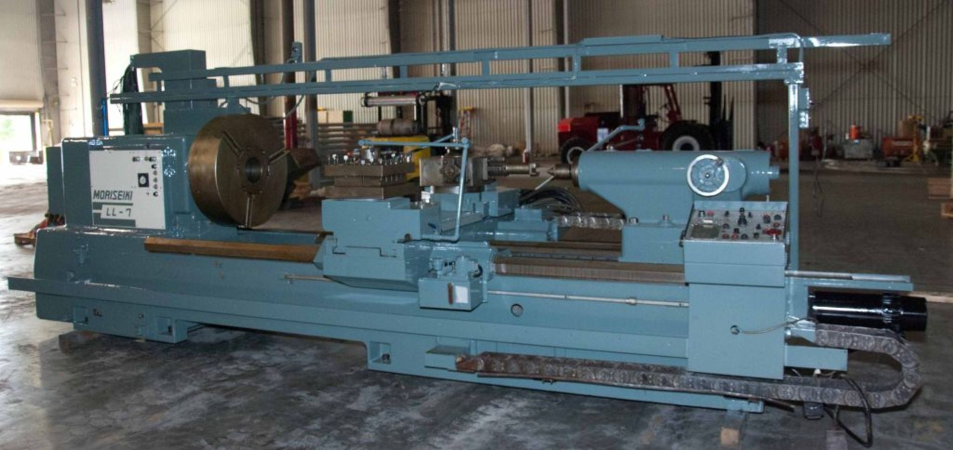 MORI SEIKI MDL. LL-7 CNC FLAT BED LATHE, Fanuc 6TB CNC control, 42.9” sw. over bed, 20.4” sw. over