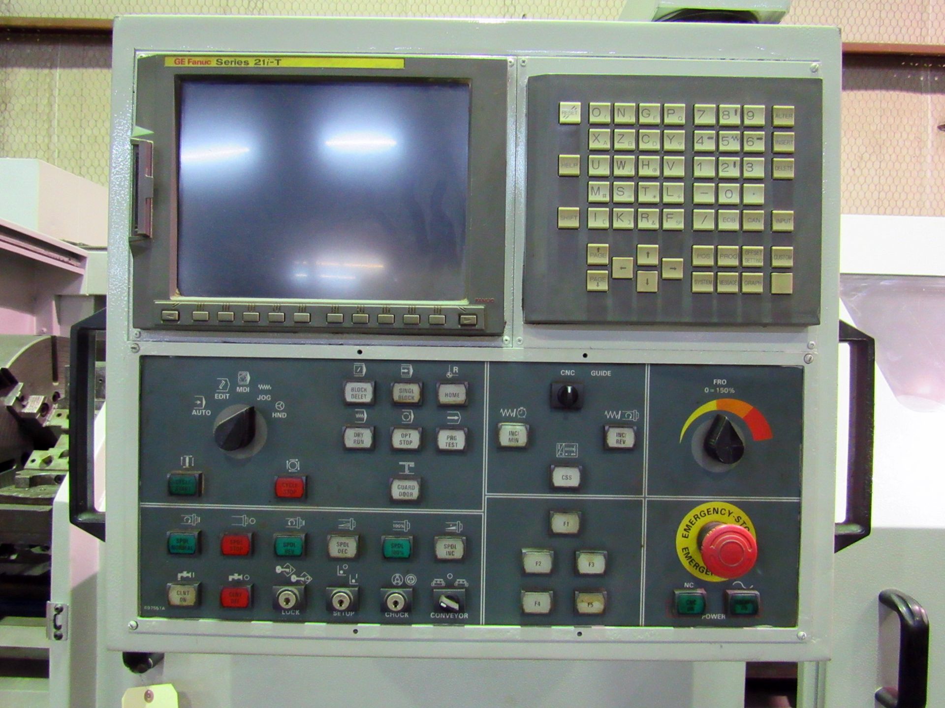 ROMI MDL. M-27 27” X 80” COMBINATION CNC LATHE, new 2007, G.E. Fanuc 21i-T CNC control, 21” dia. 4- - Image 13 of 15