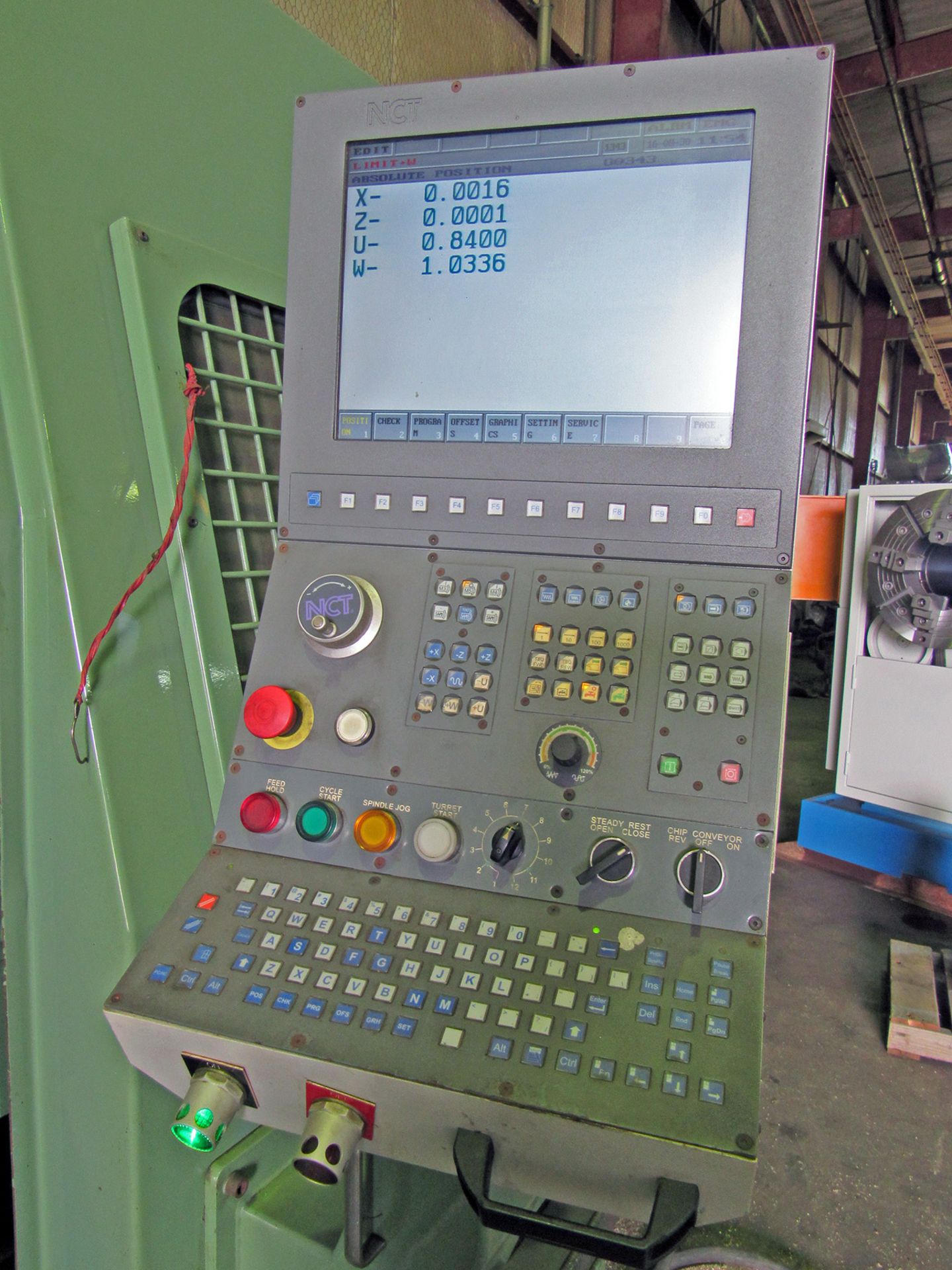 NISSIN MDL. NST-40/125 CNC LATHE, rewired & retrofitted in 2010, NCT CNC control, 26” sw. over - Image 6 of 8