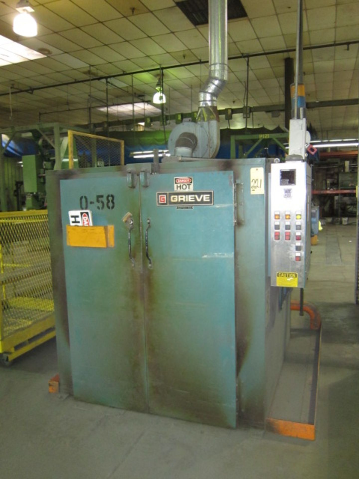 CABINET BAKE OVEN, GRIEVE MDL. TBH-500, 350 deg. F. max. temp., 2-door design, gas fired, S/N
